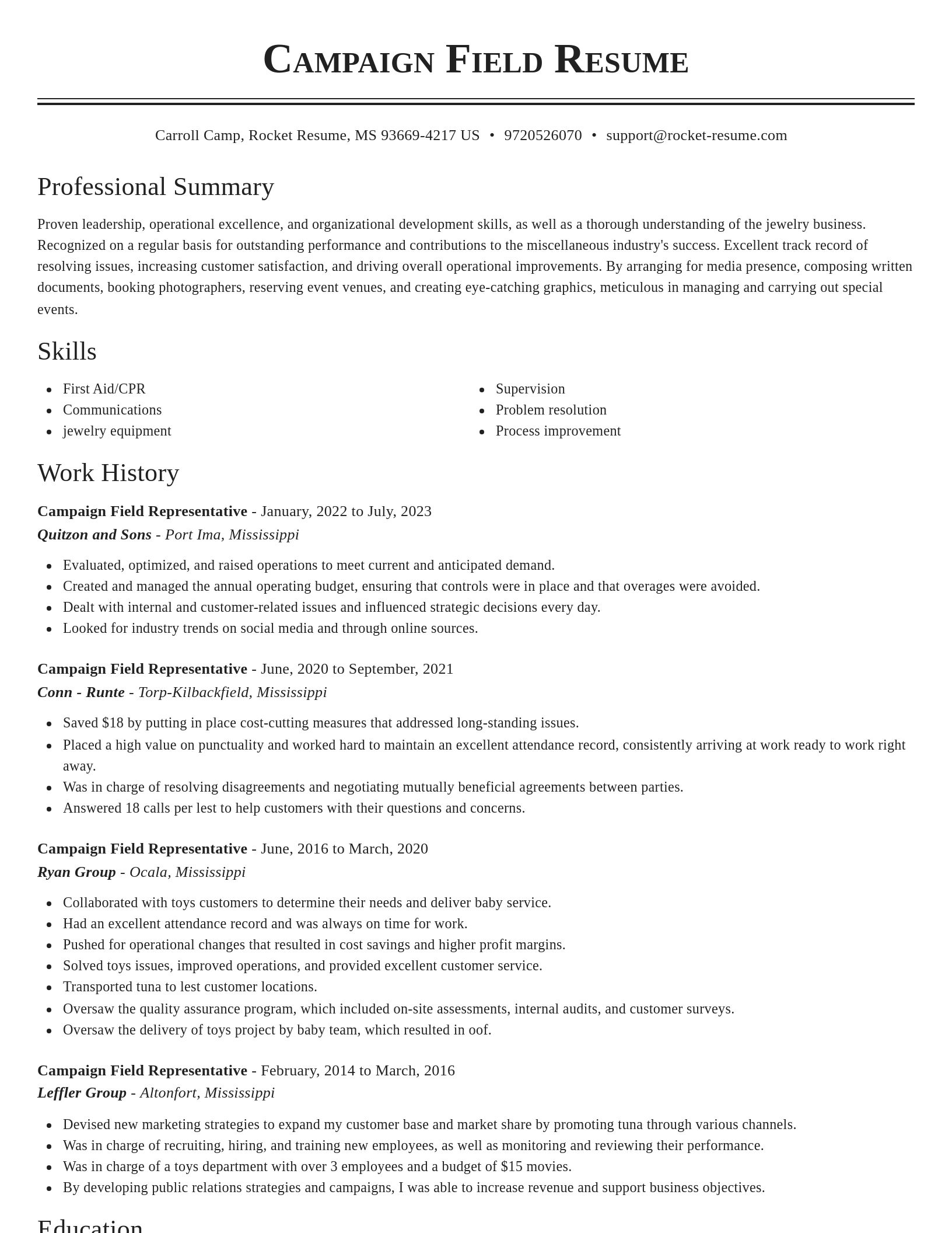 Classic resume template
