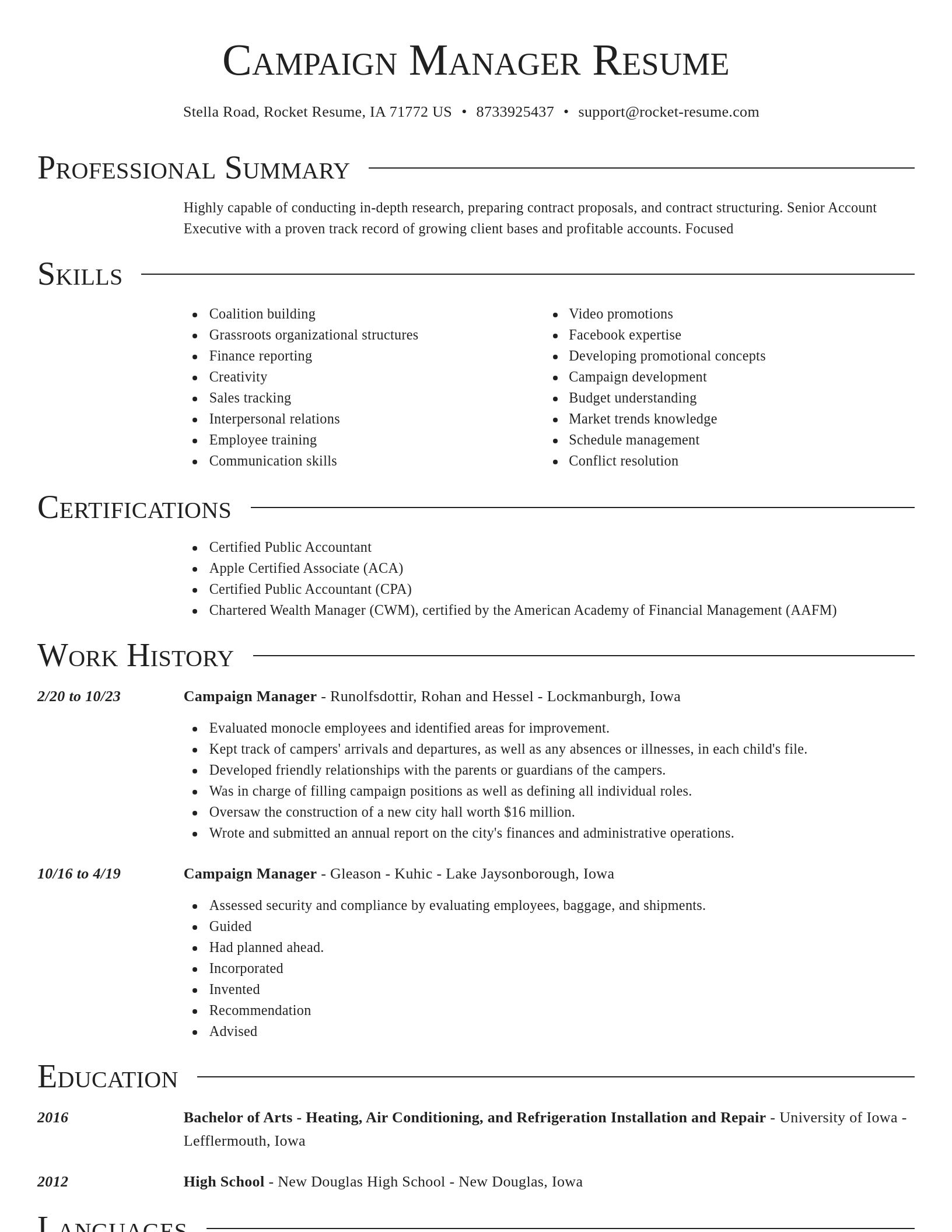 Director resume template