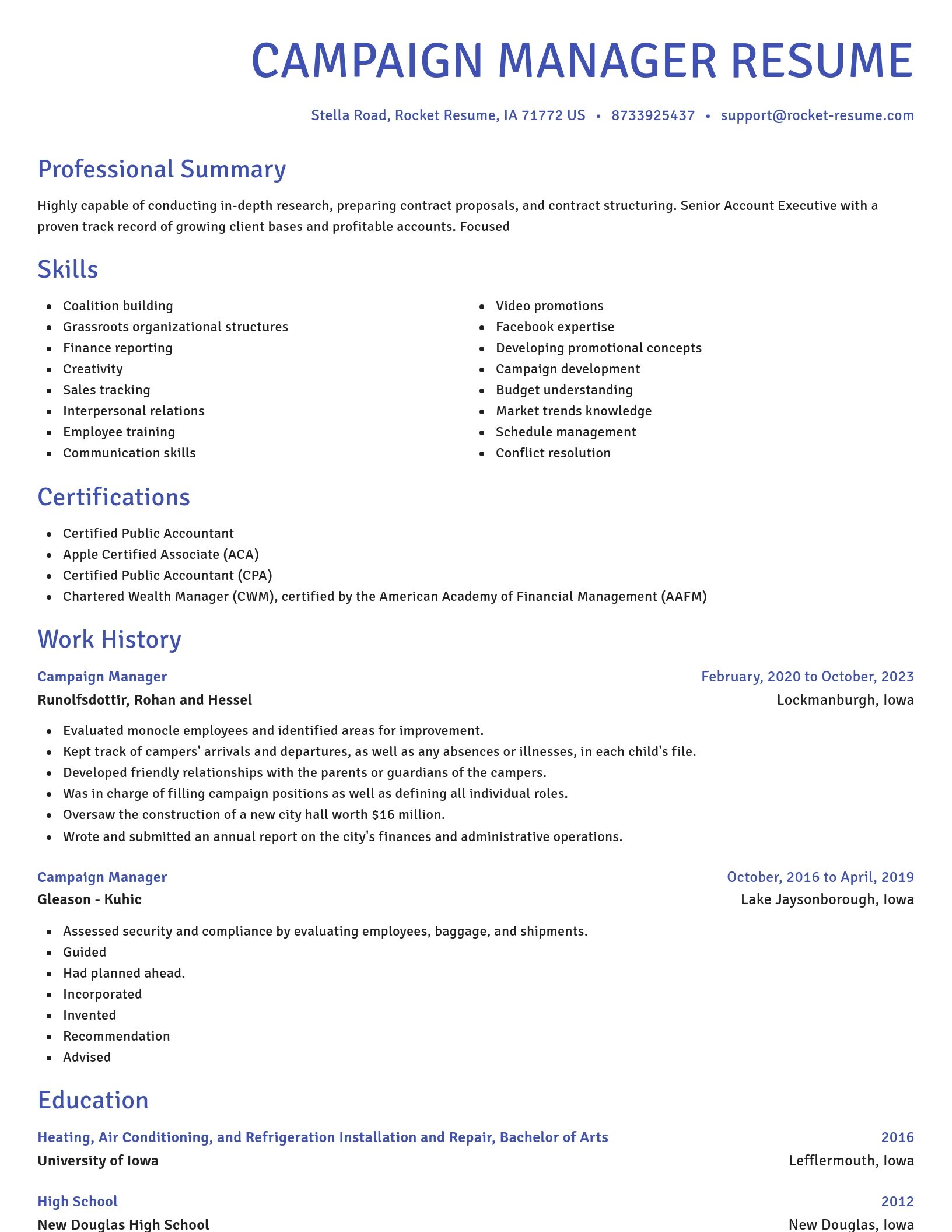 Novel resume template