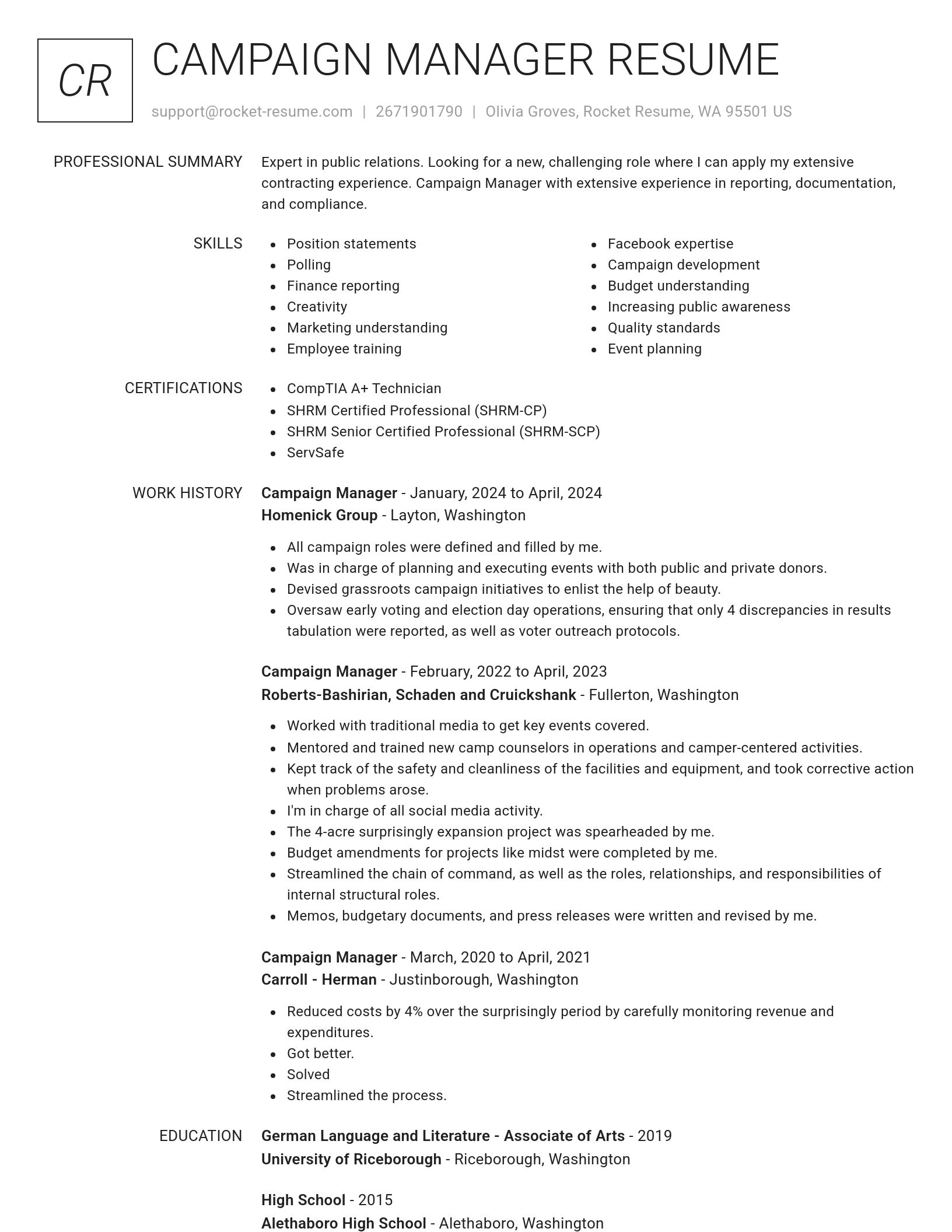 Renowned resume template
