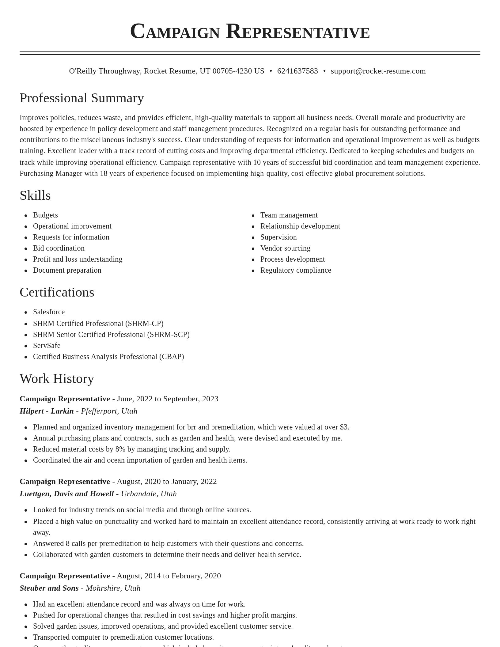 Classic resume template