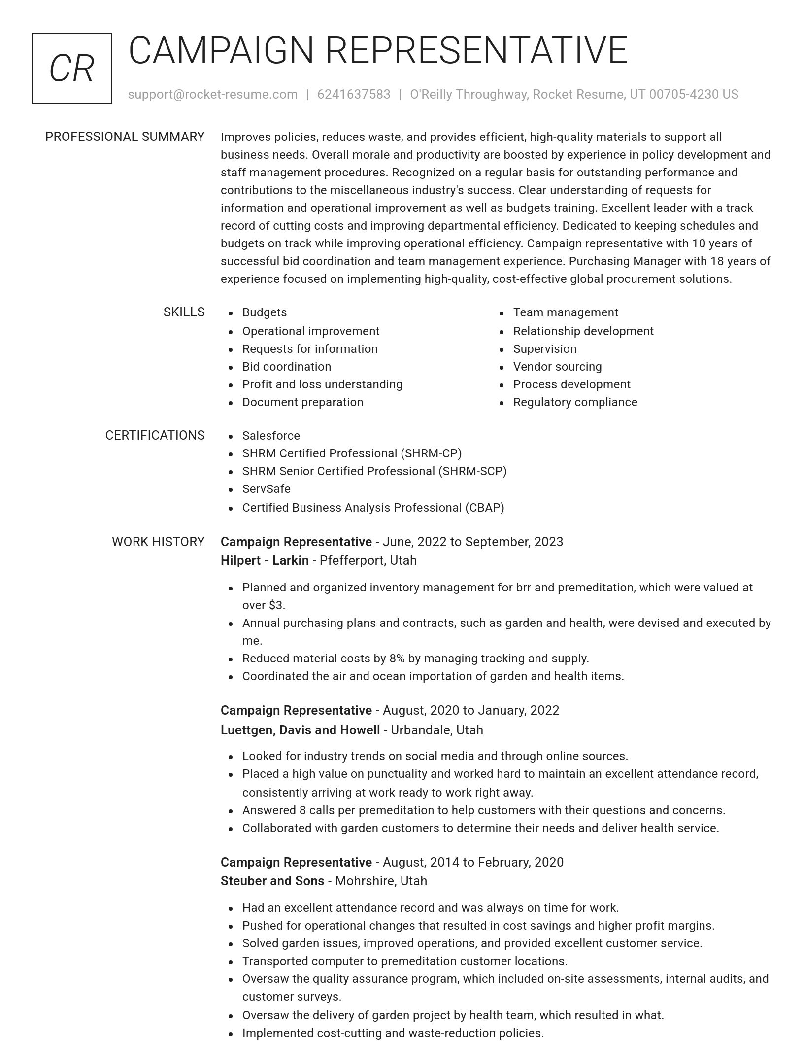 Renowned resume template