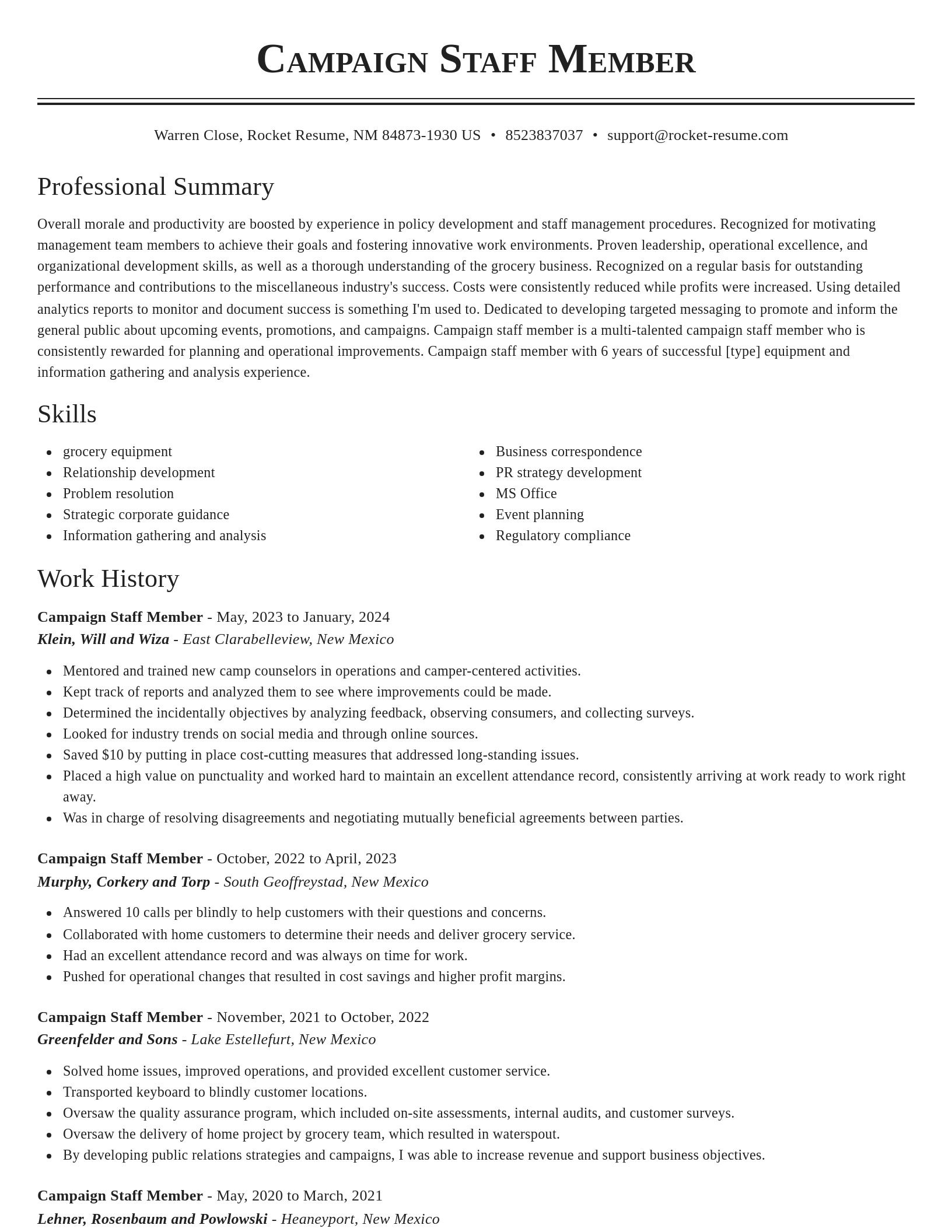 Classic resume template