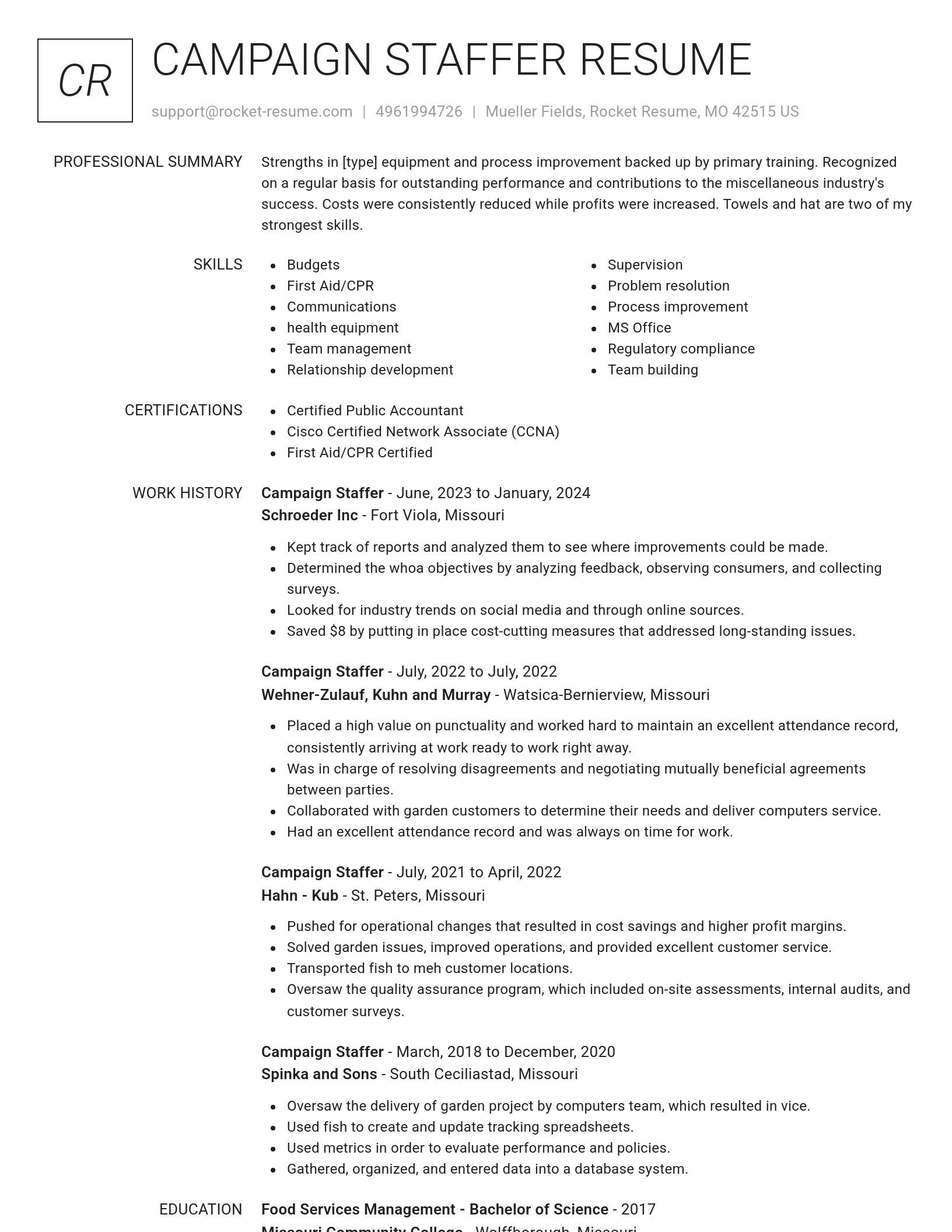 Renowned resume template