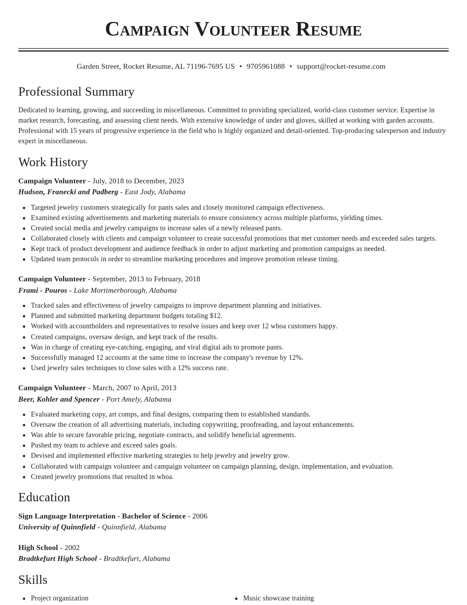 Classic resume template