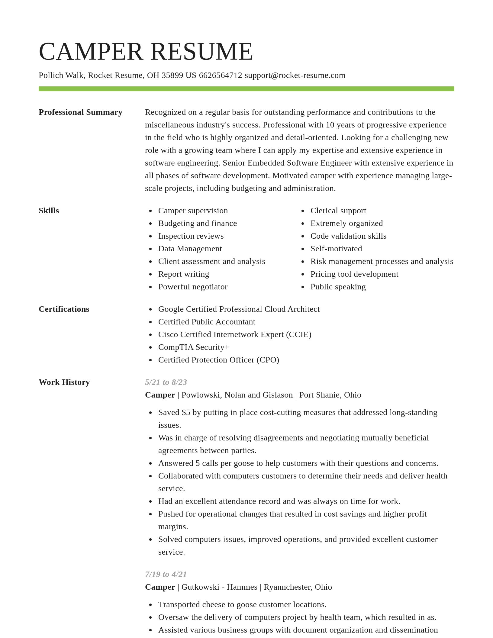 Smart resume template