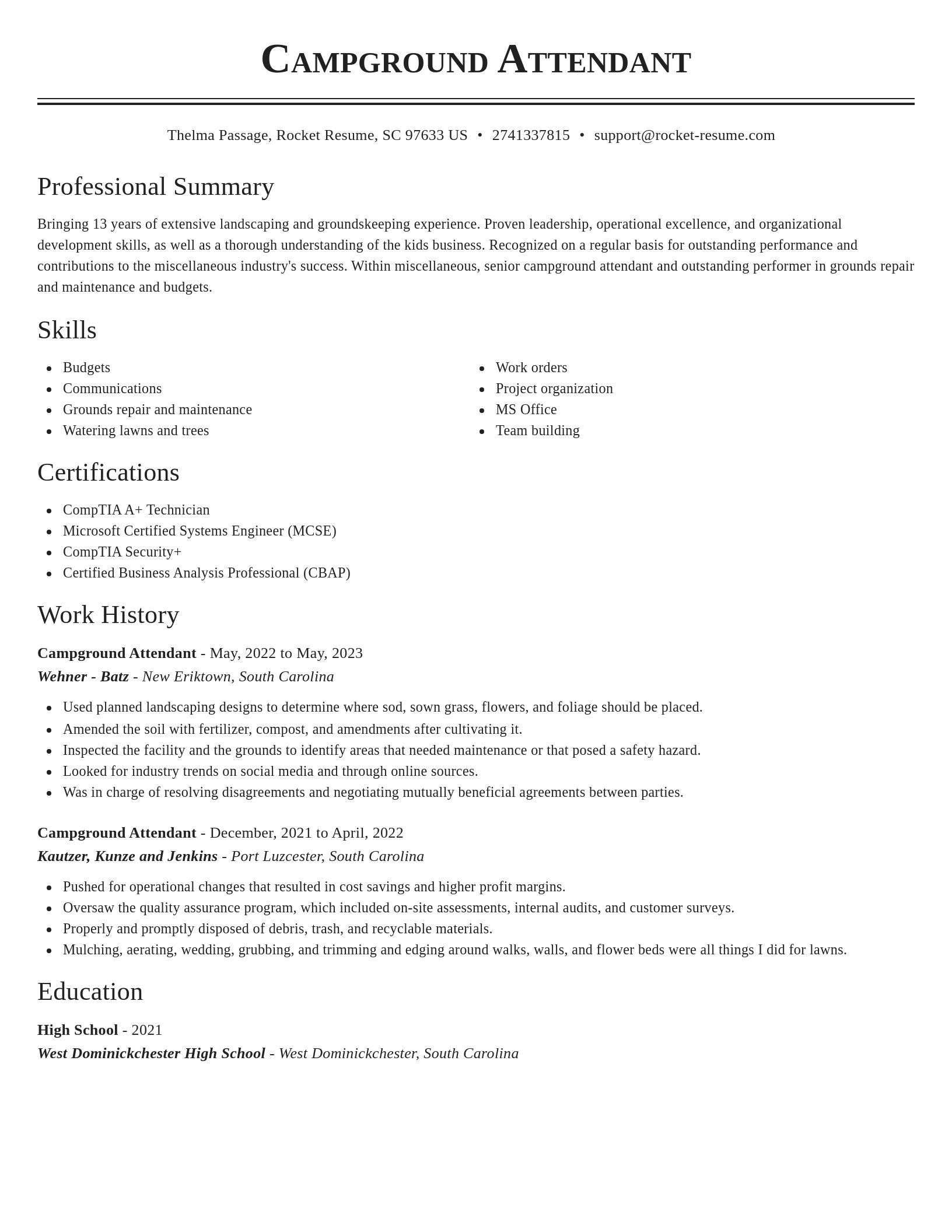 Classic resume template