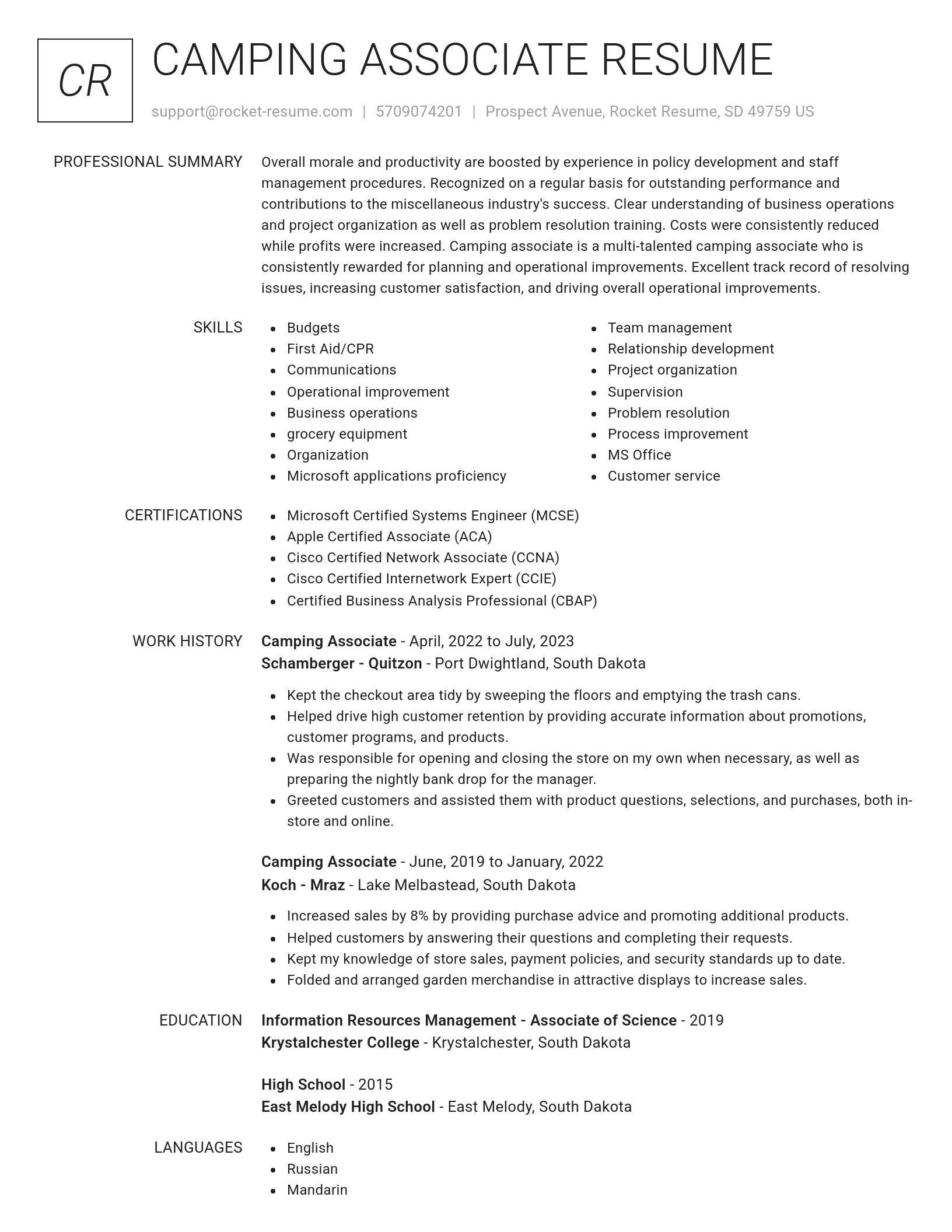 Renowned resume template