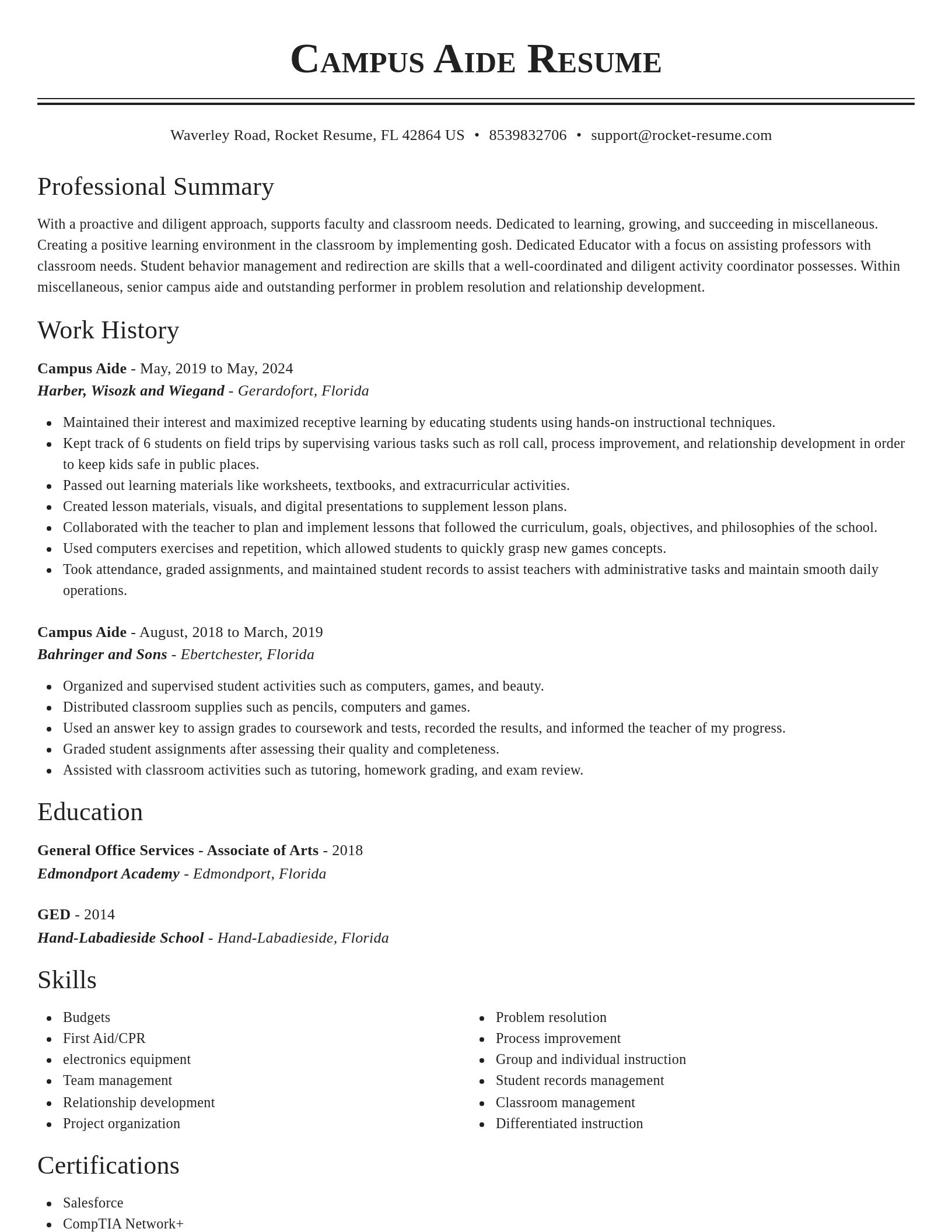 Classic resume template
