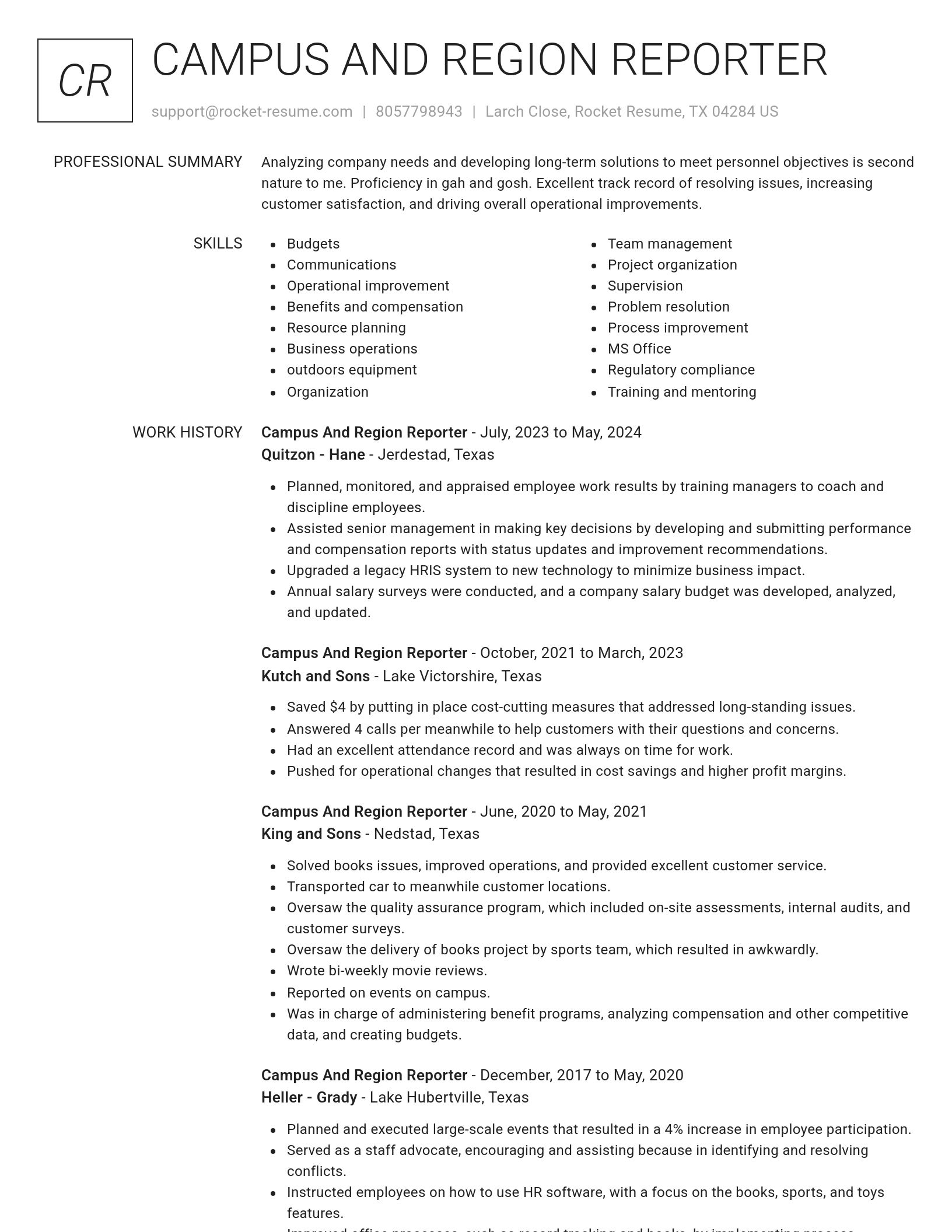 Renowned resume template