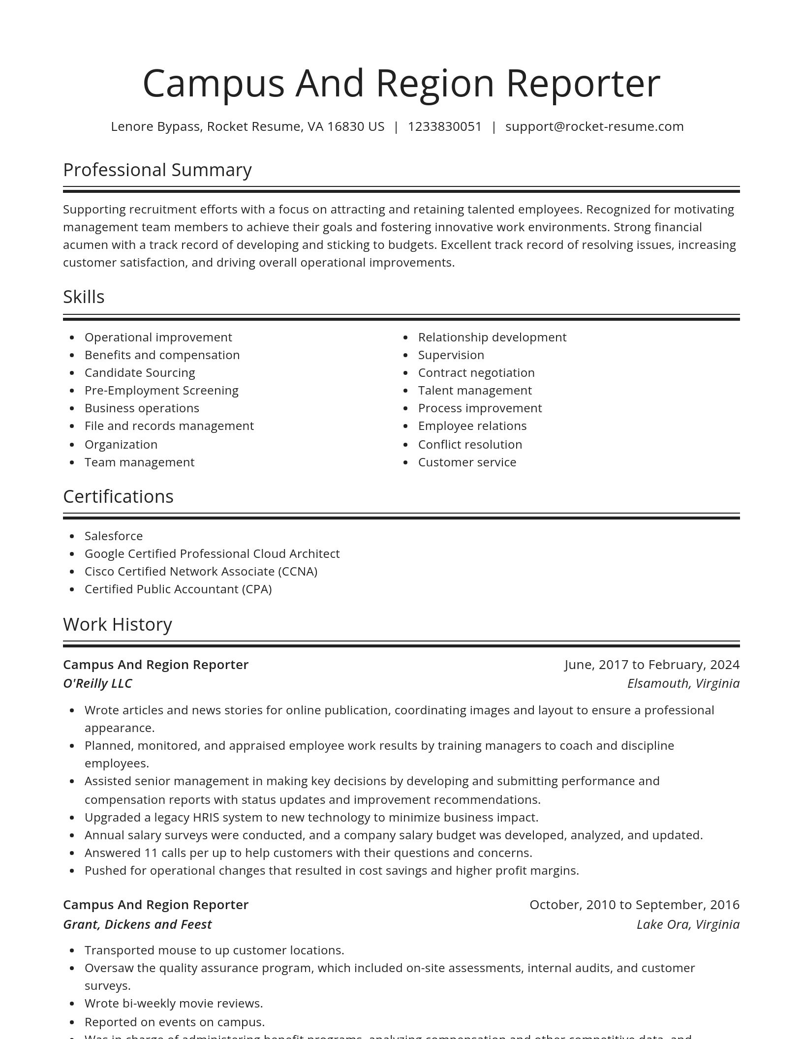 Spotlight resume template