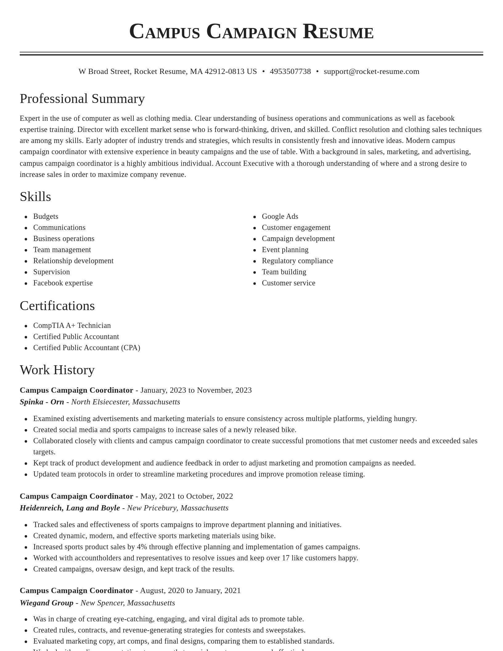 Classic resume template