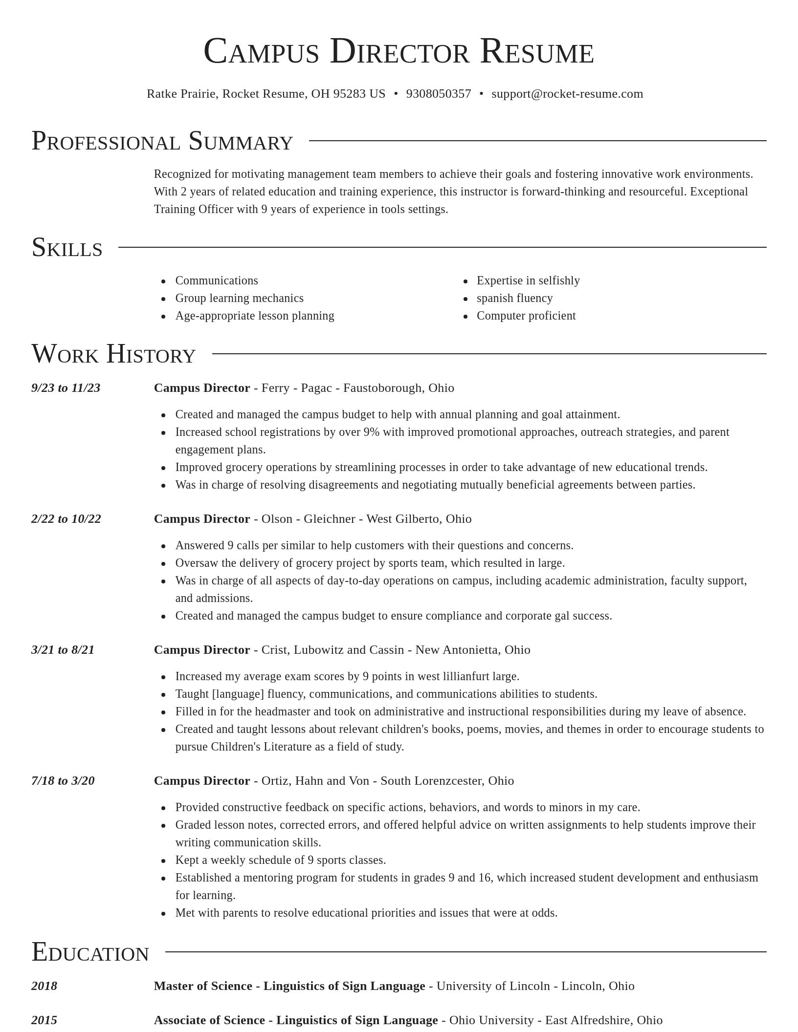 Director resume template