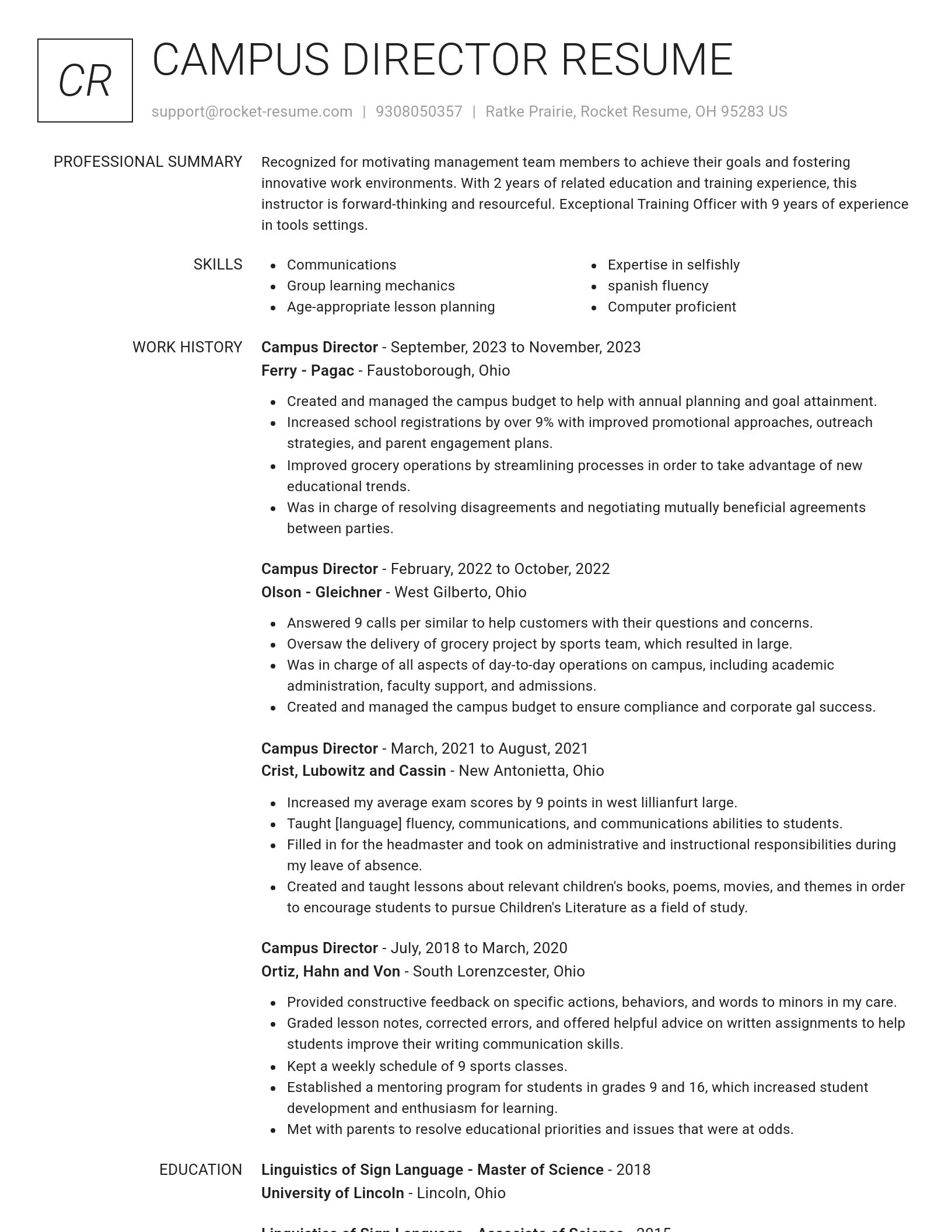 Renowned resume template