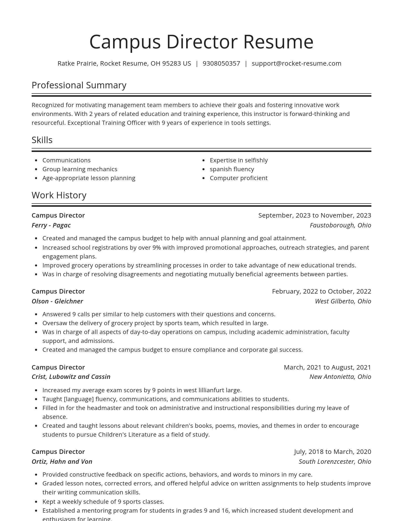 Spotlight resume template