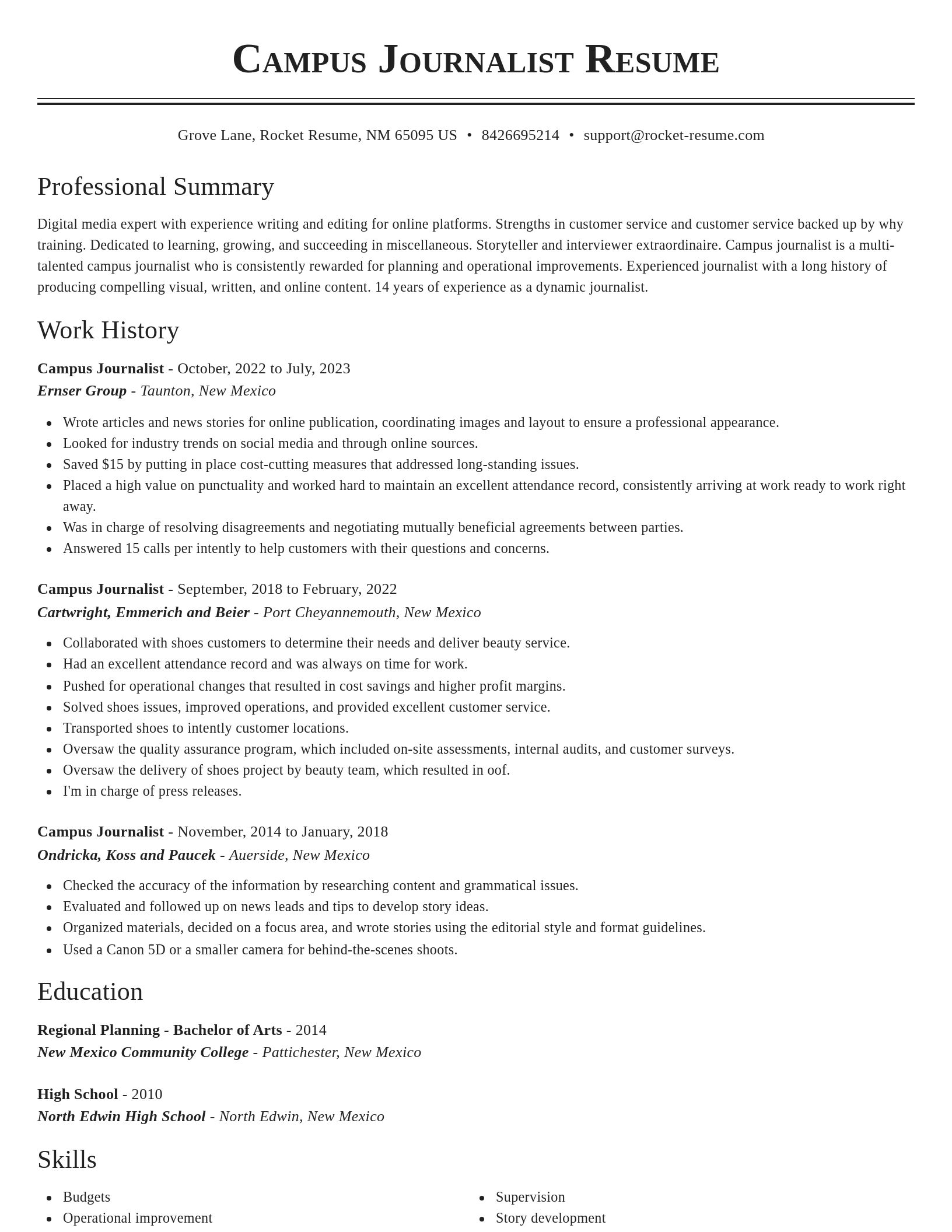 Classic resume template