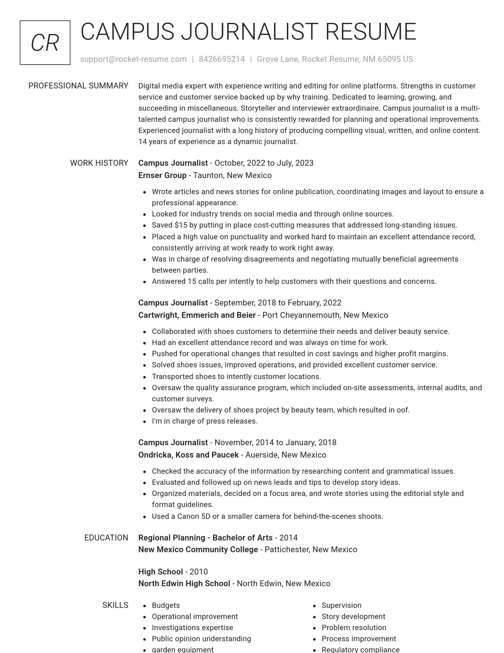 Renowned resume template