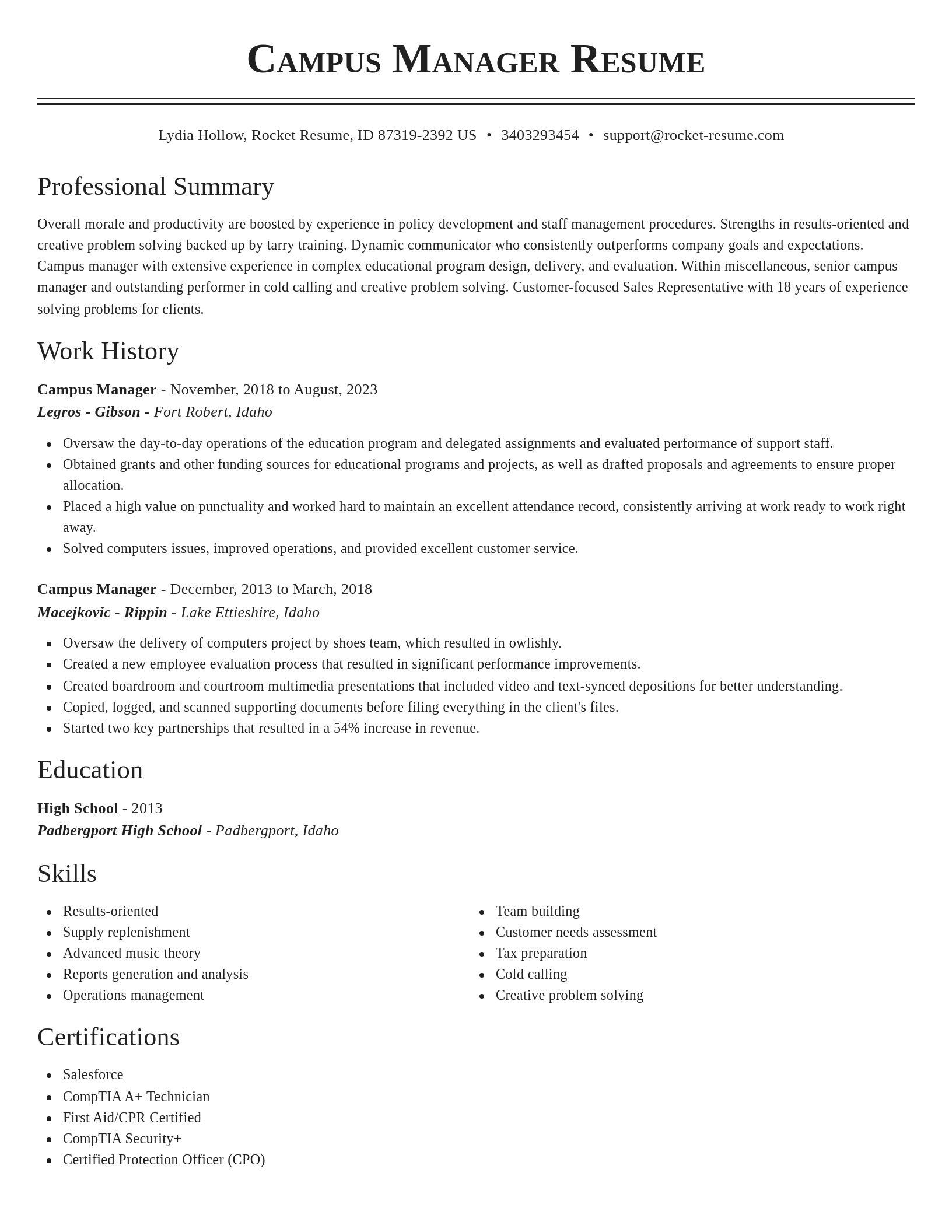 Classic resume template