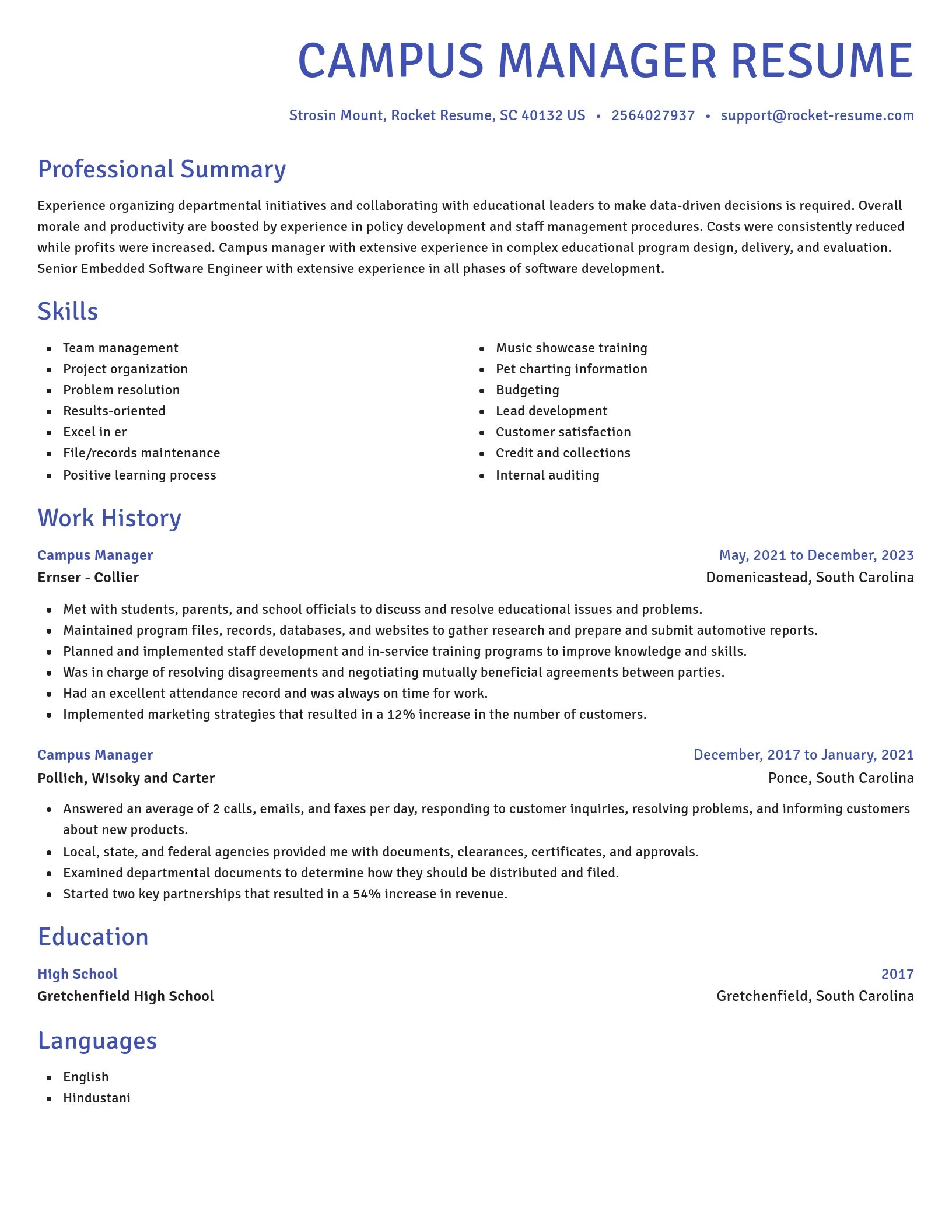 Novel resume template