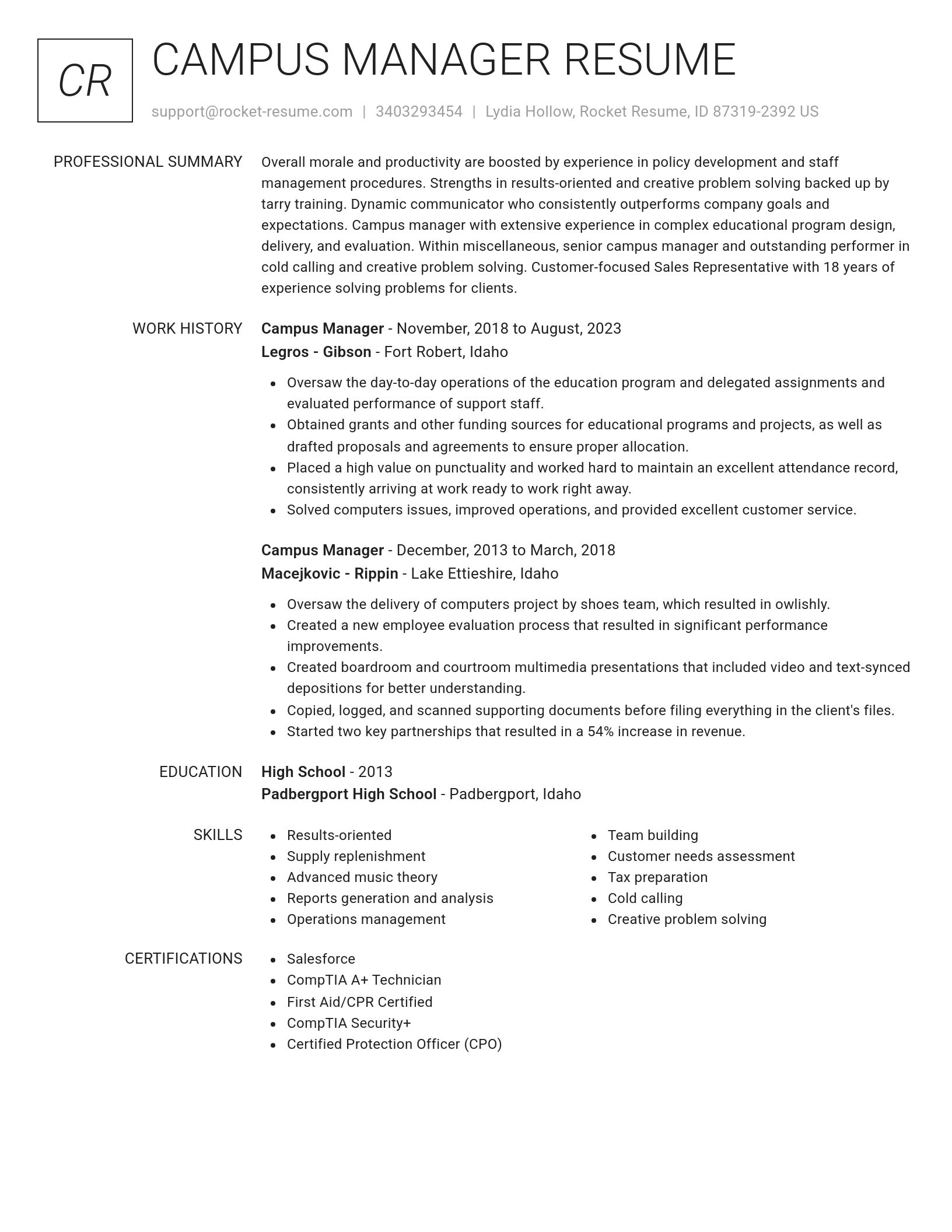 Renowned resume template