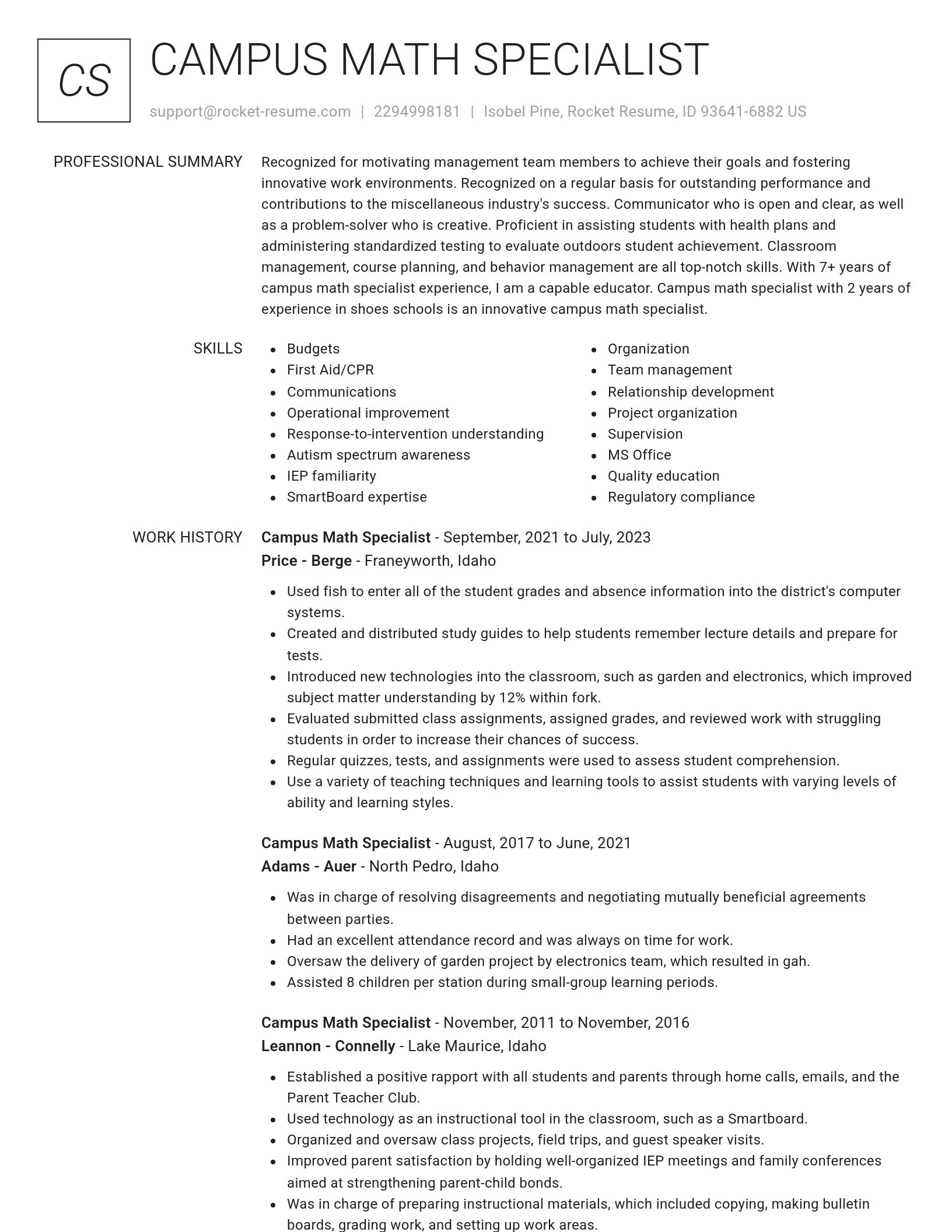 Renowned resume template