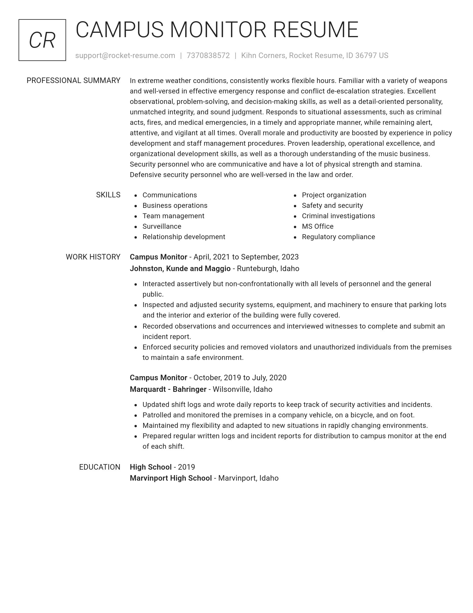 Renowned resume template