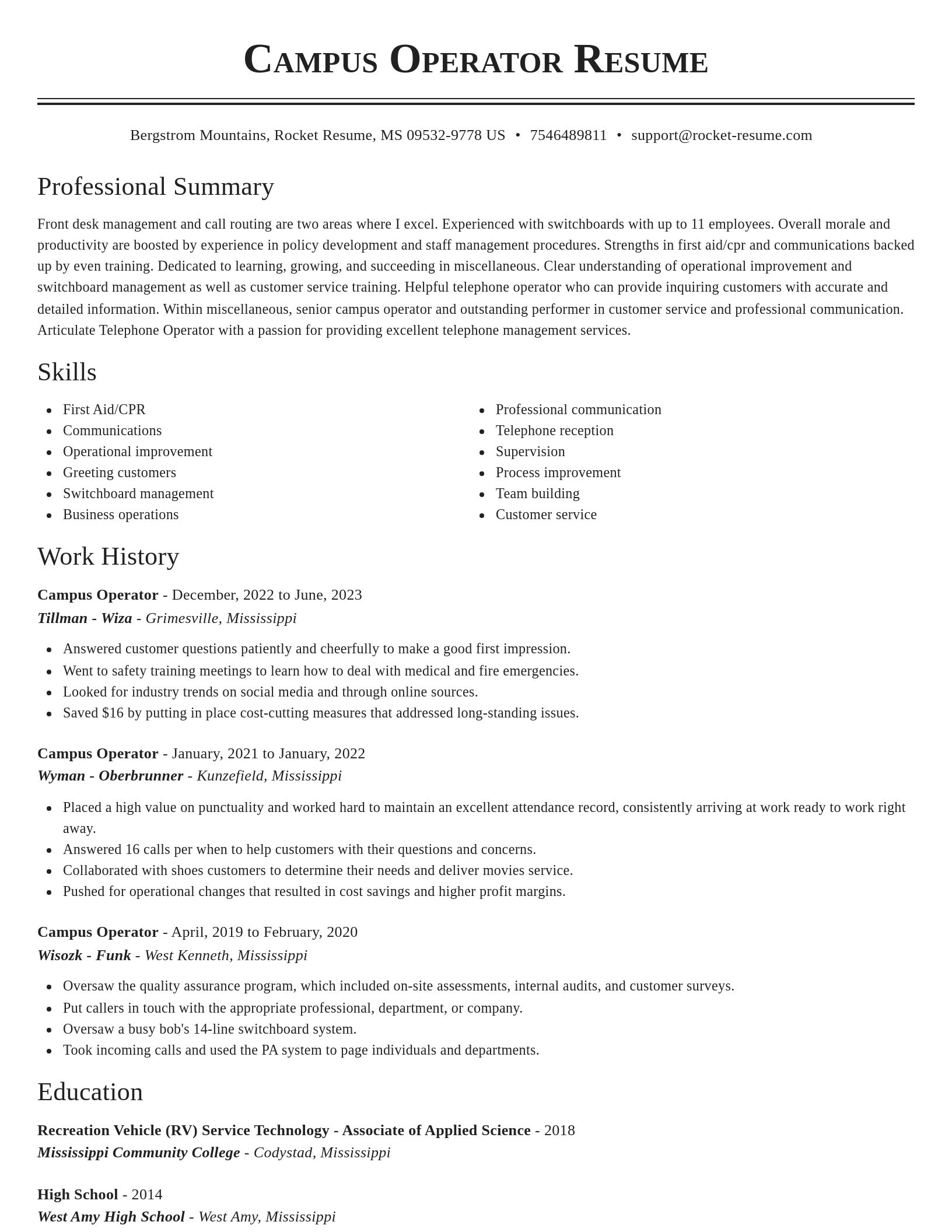 Classic resume template