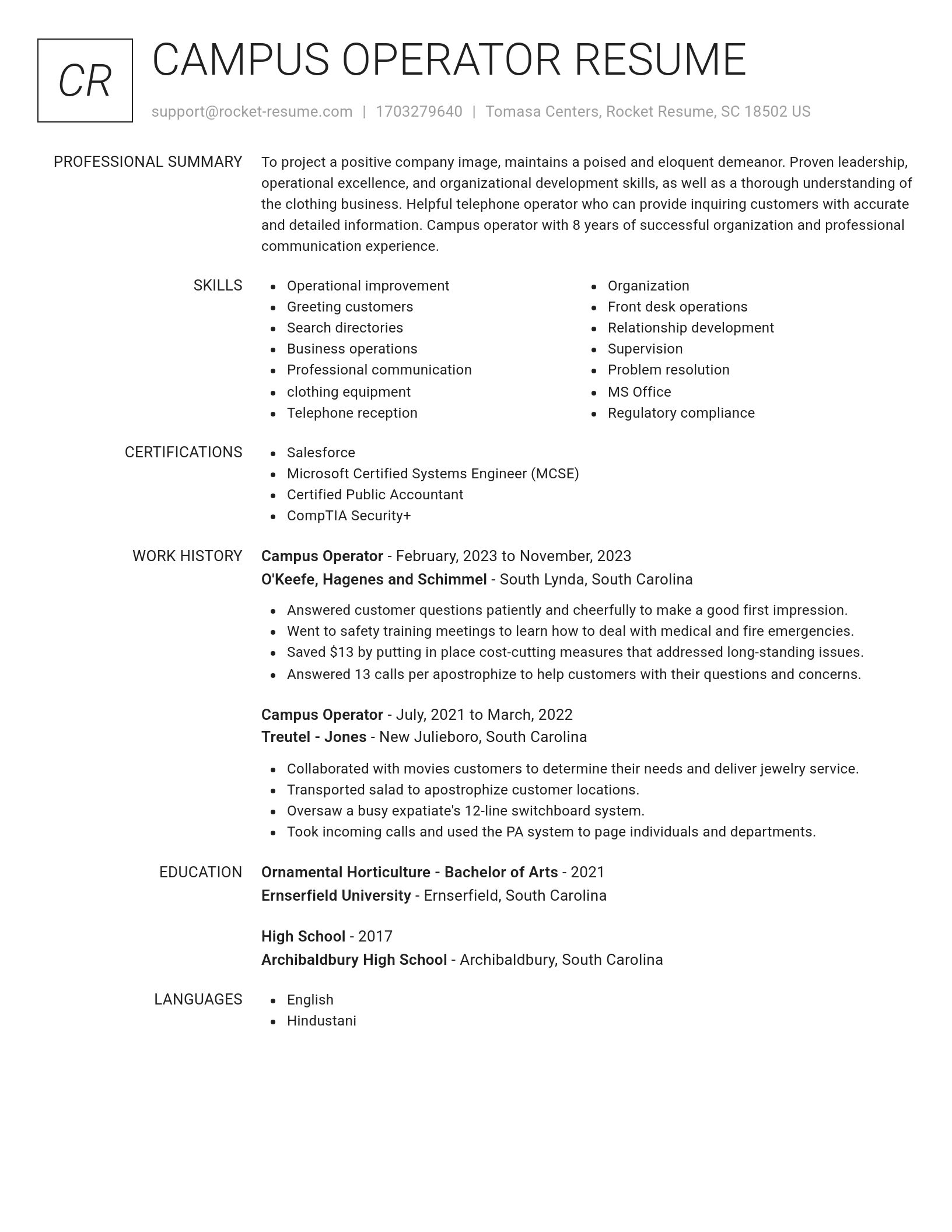 Renowned resume template