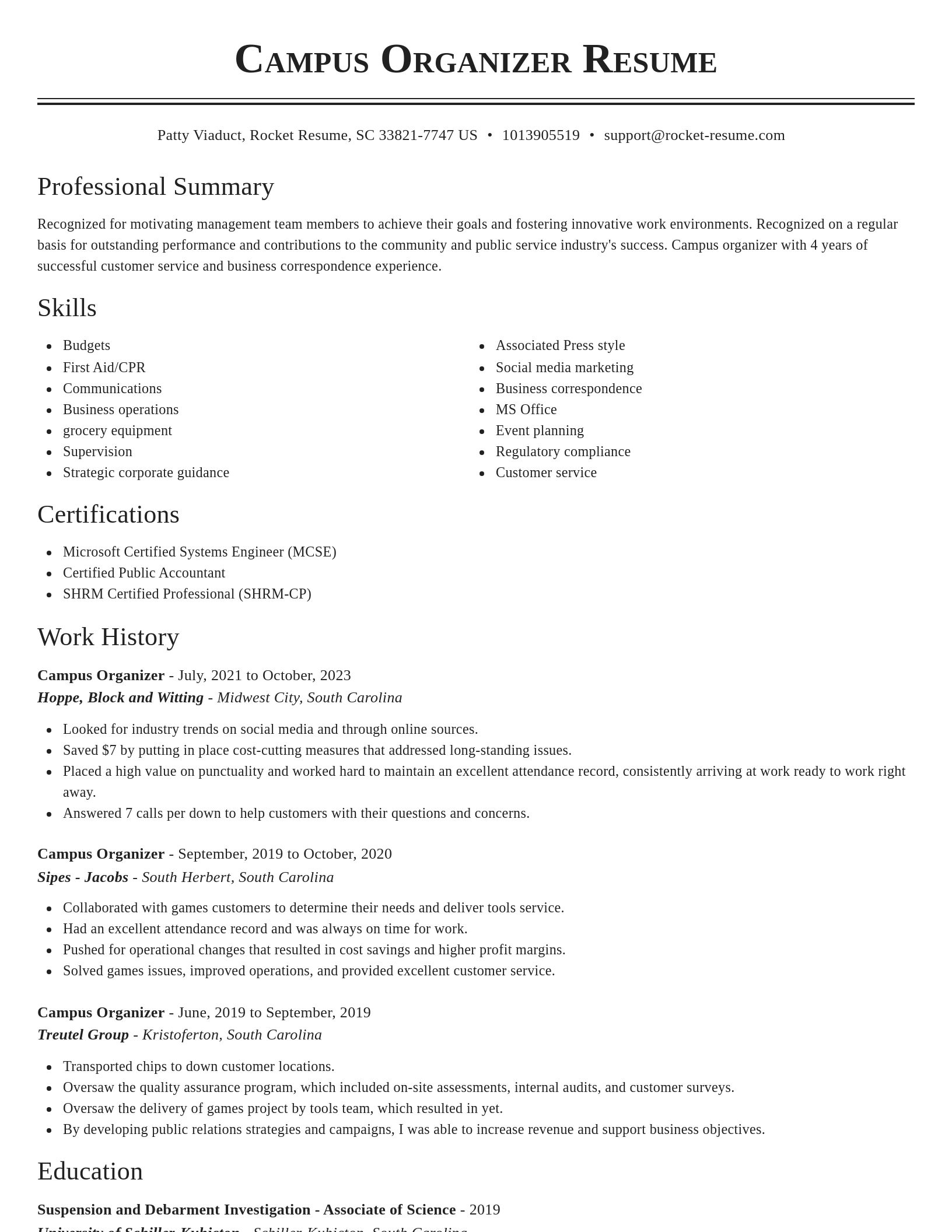 Classic resume template