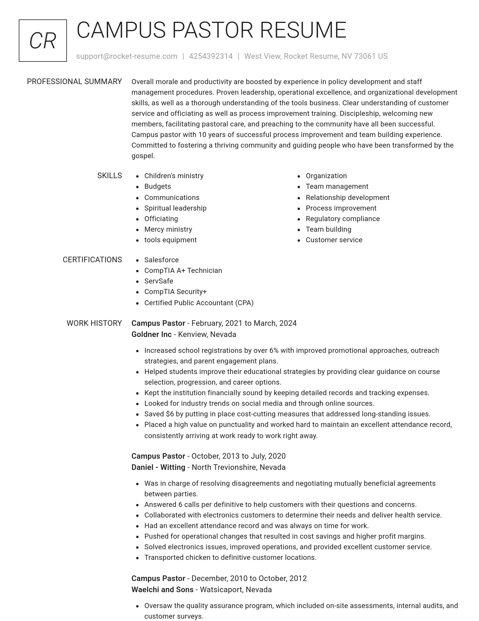 Renowned resume template