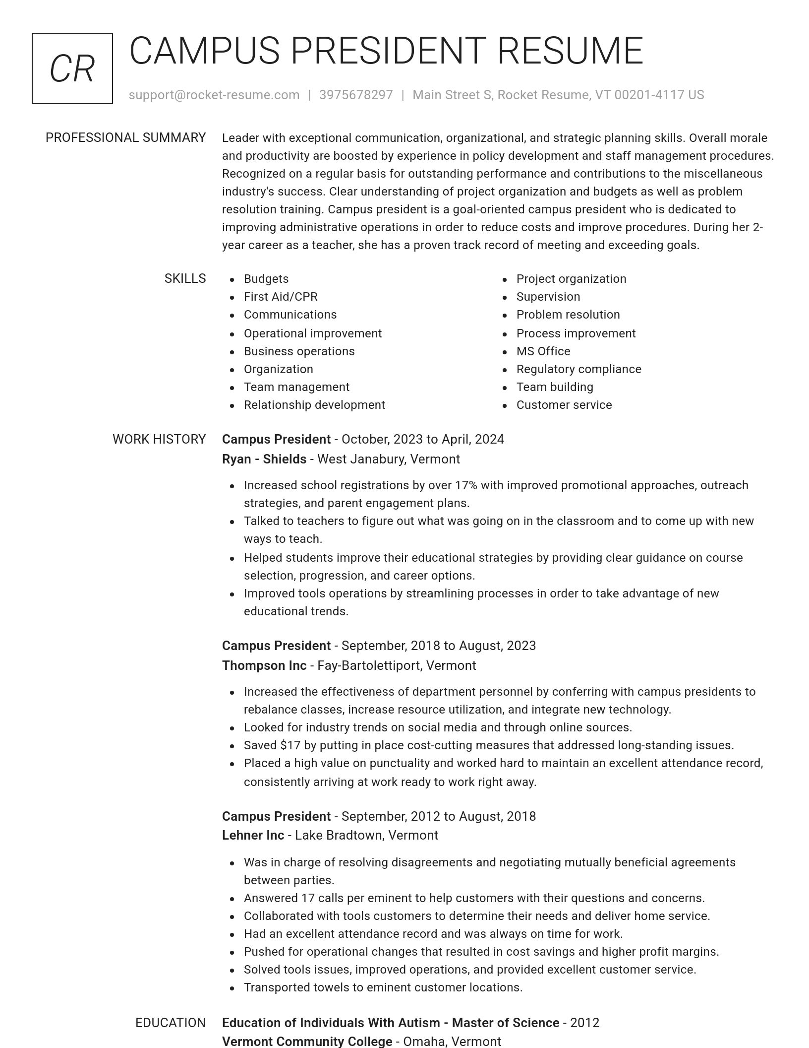 Renowned resume template