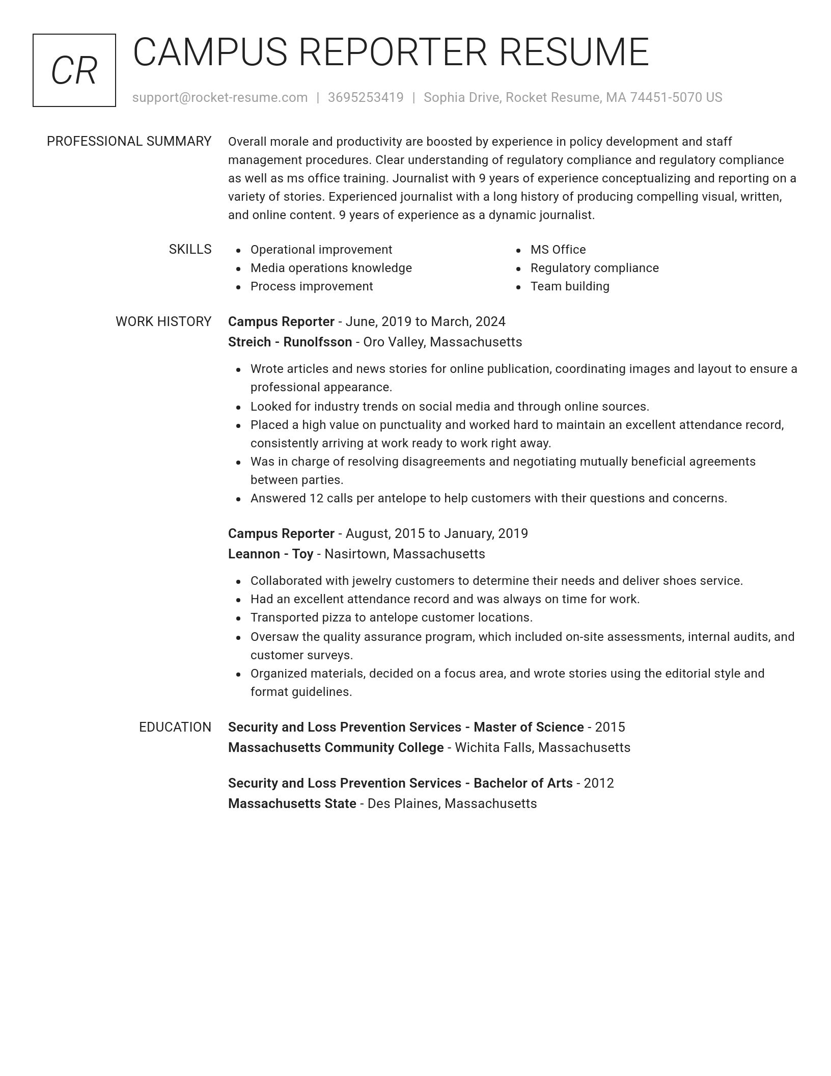 Renowned resume template