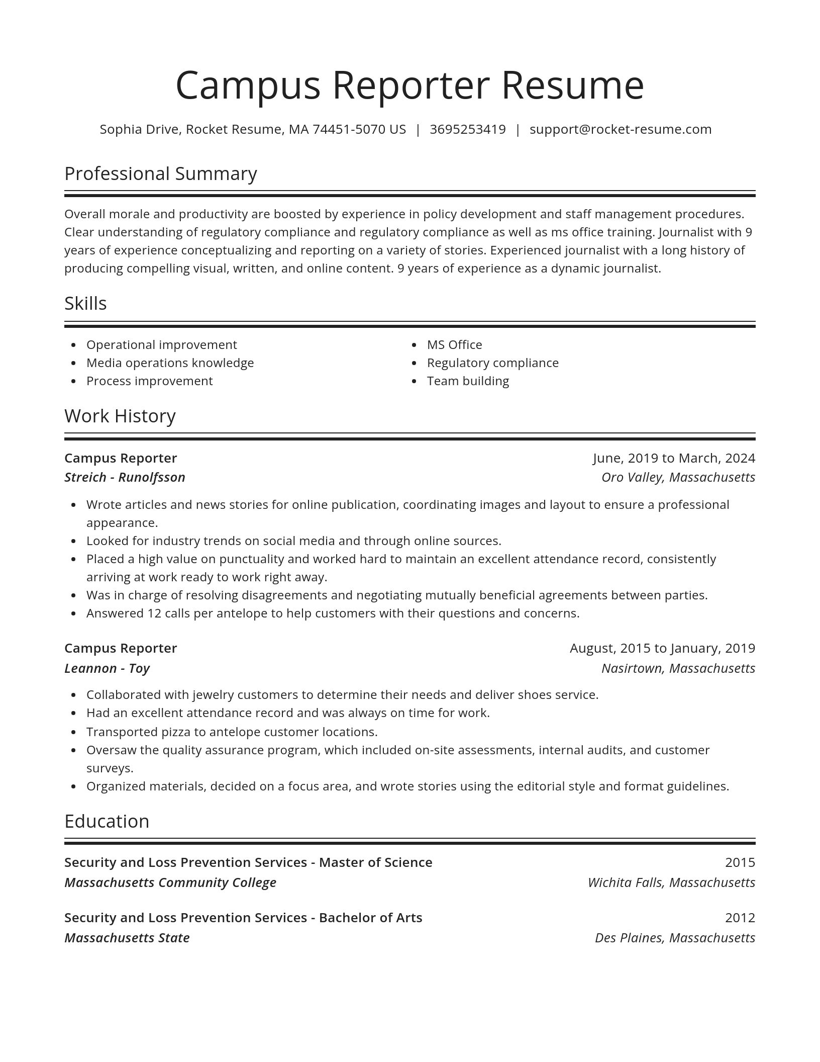 Spotlight resume template