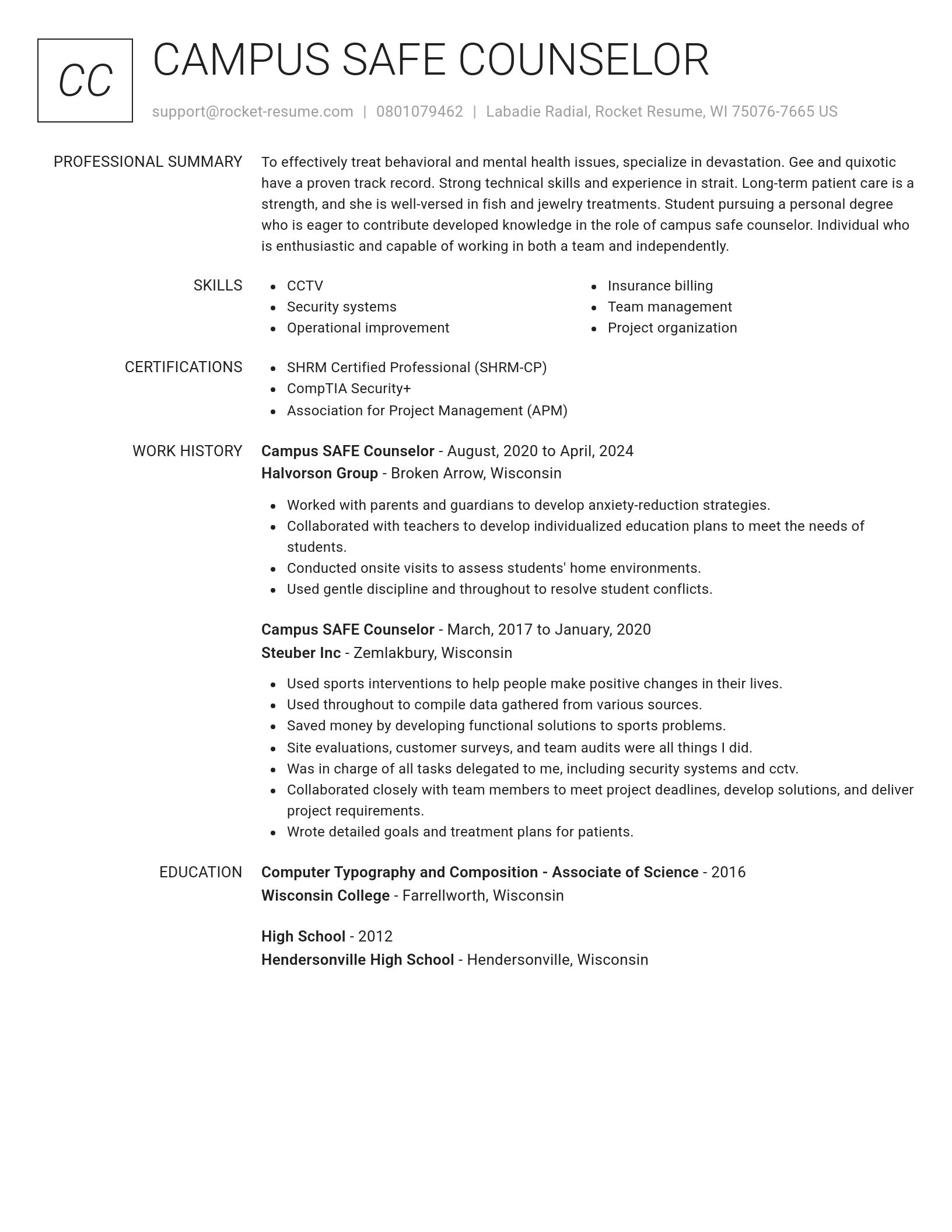 Renowned resume template