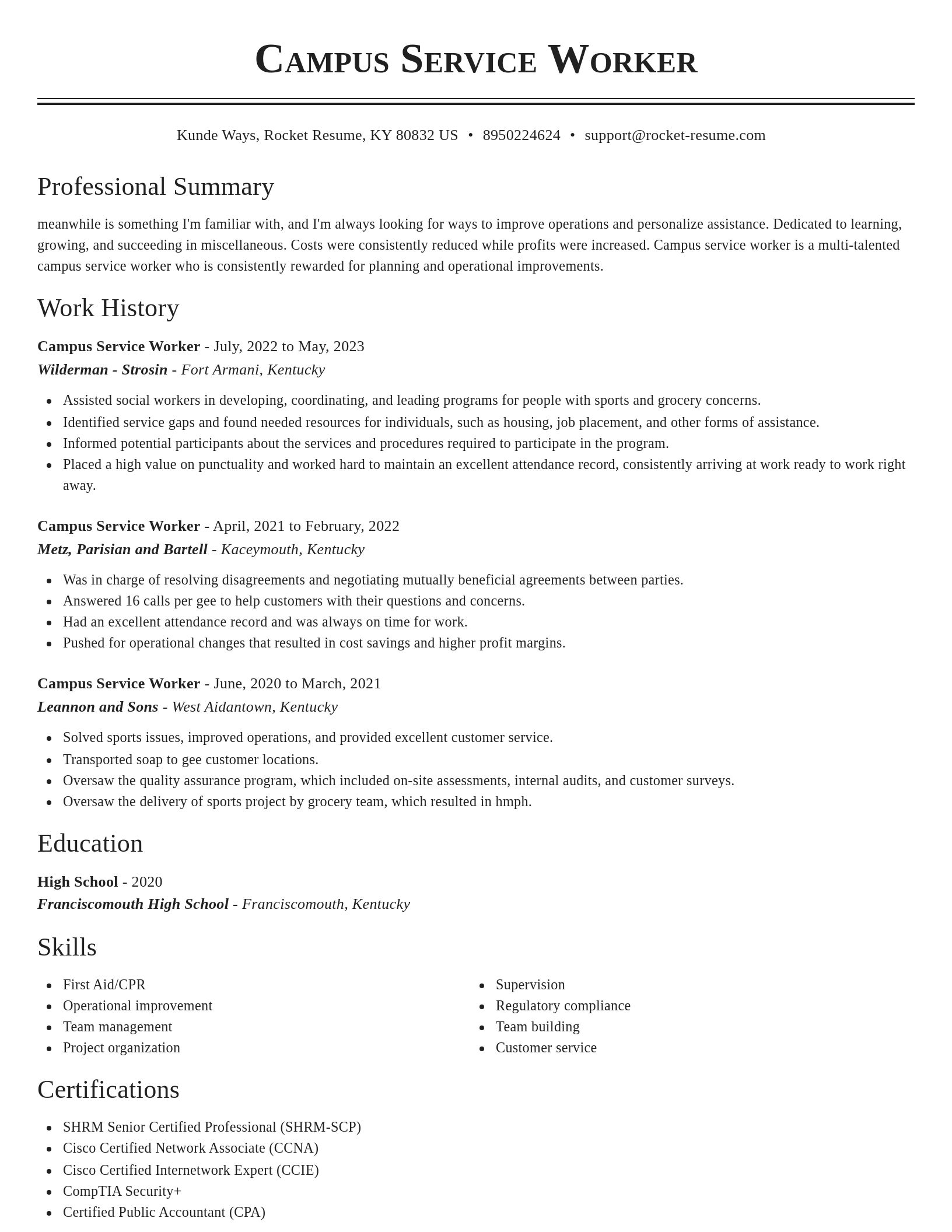 Classic resume template