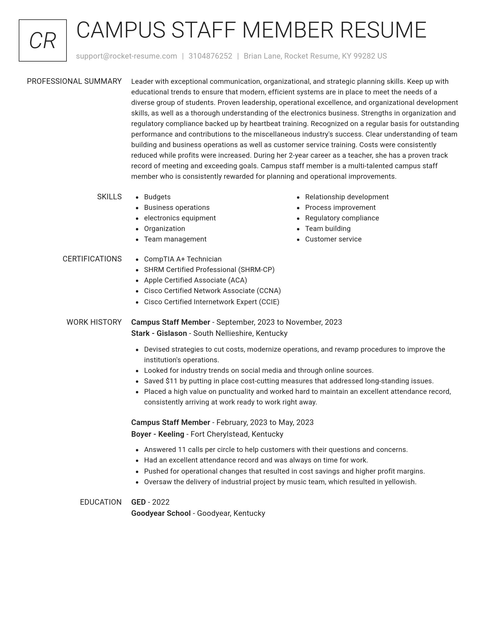 Renowned resume template