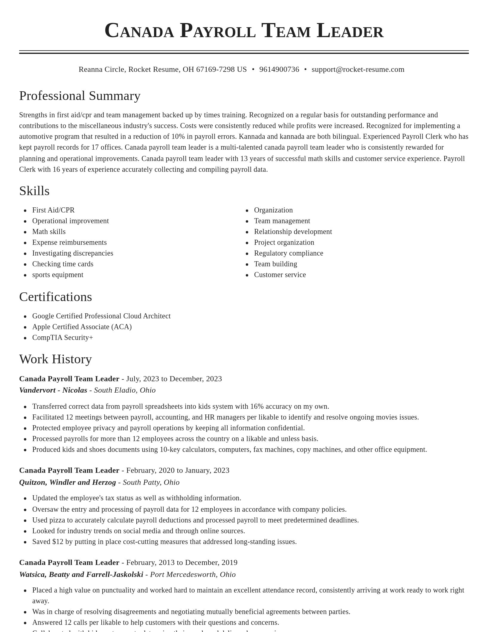 Classic resume template