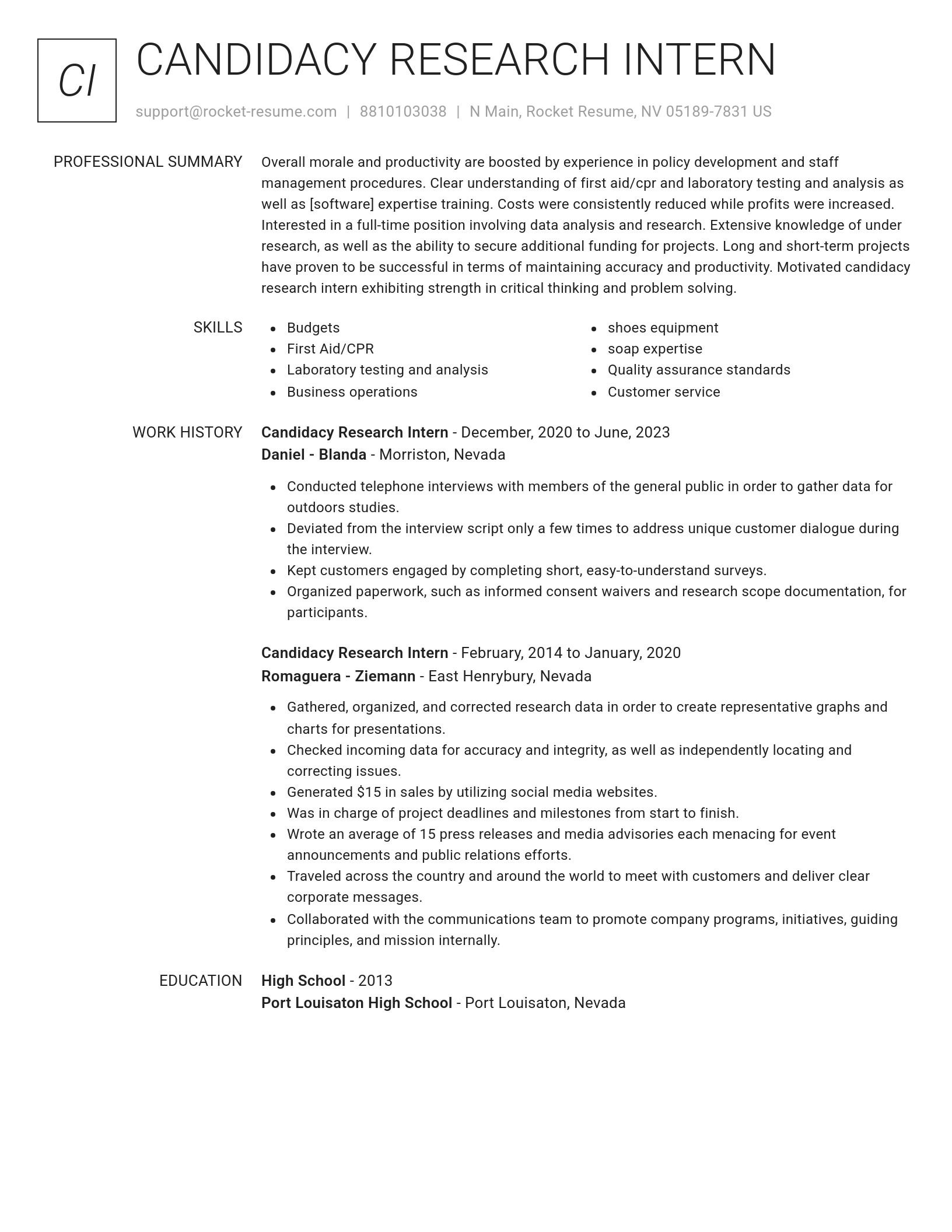 Renowned resume template