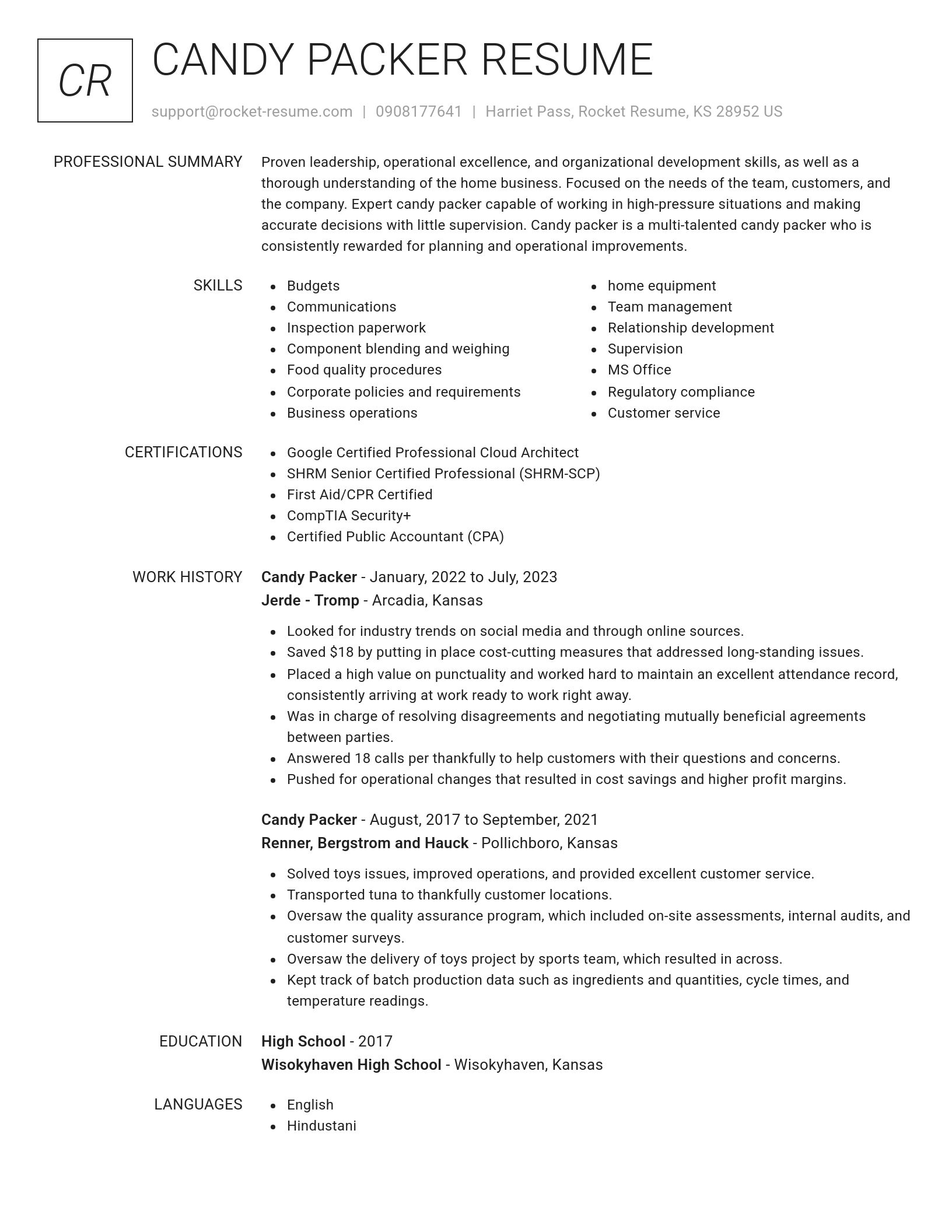 Renowned resume template