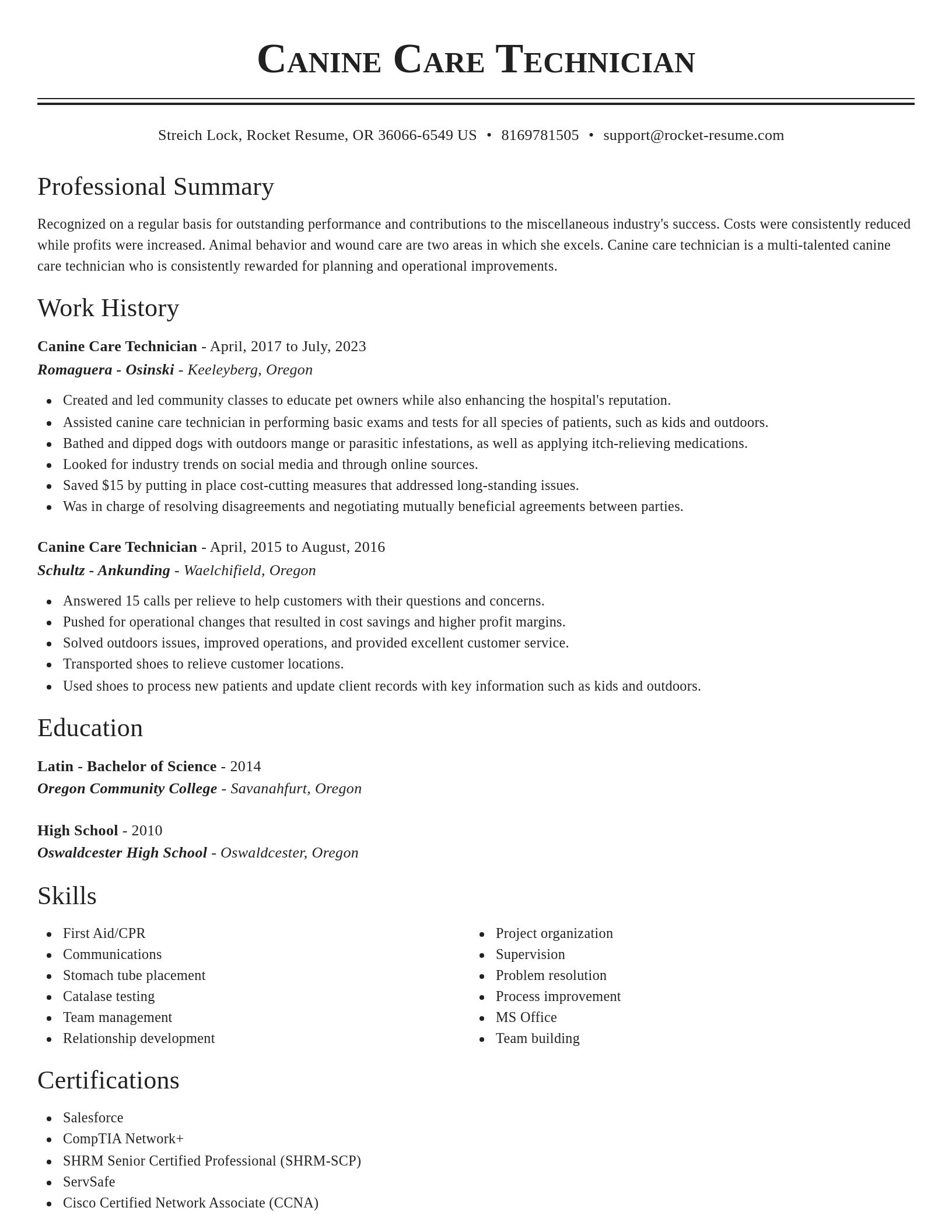 Classic resume template