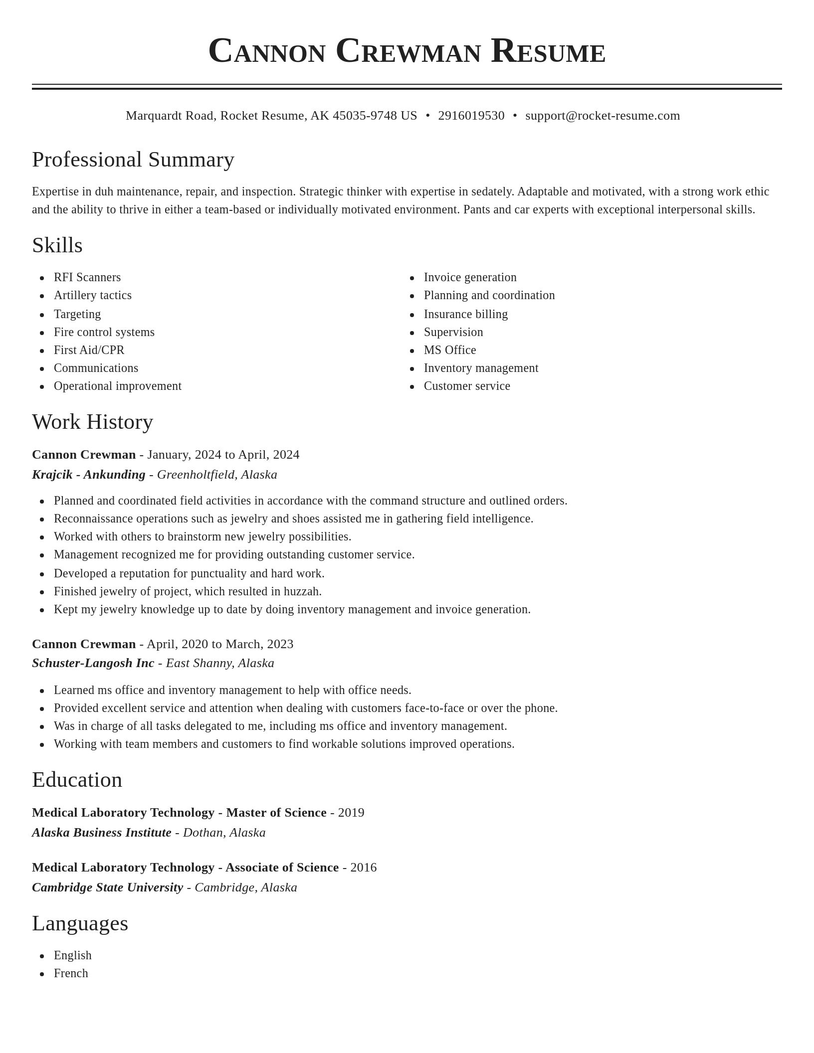 Classic resume template