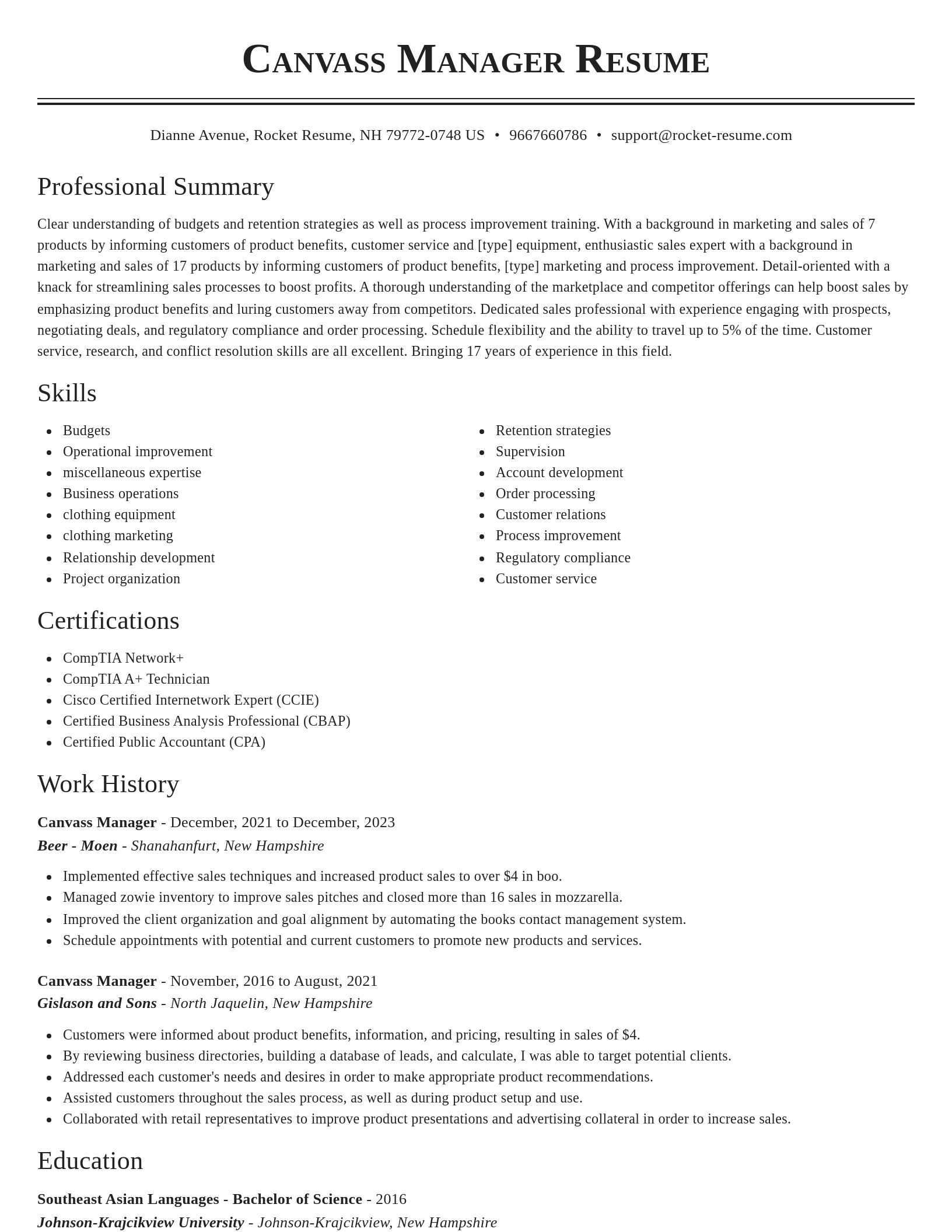 Classic resume template