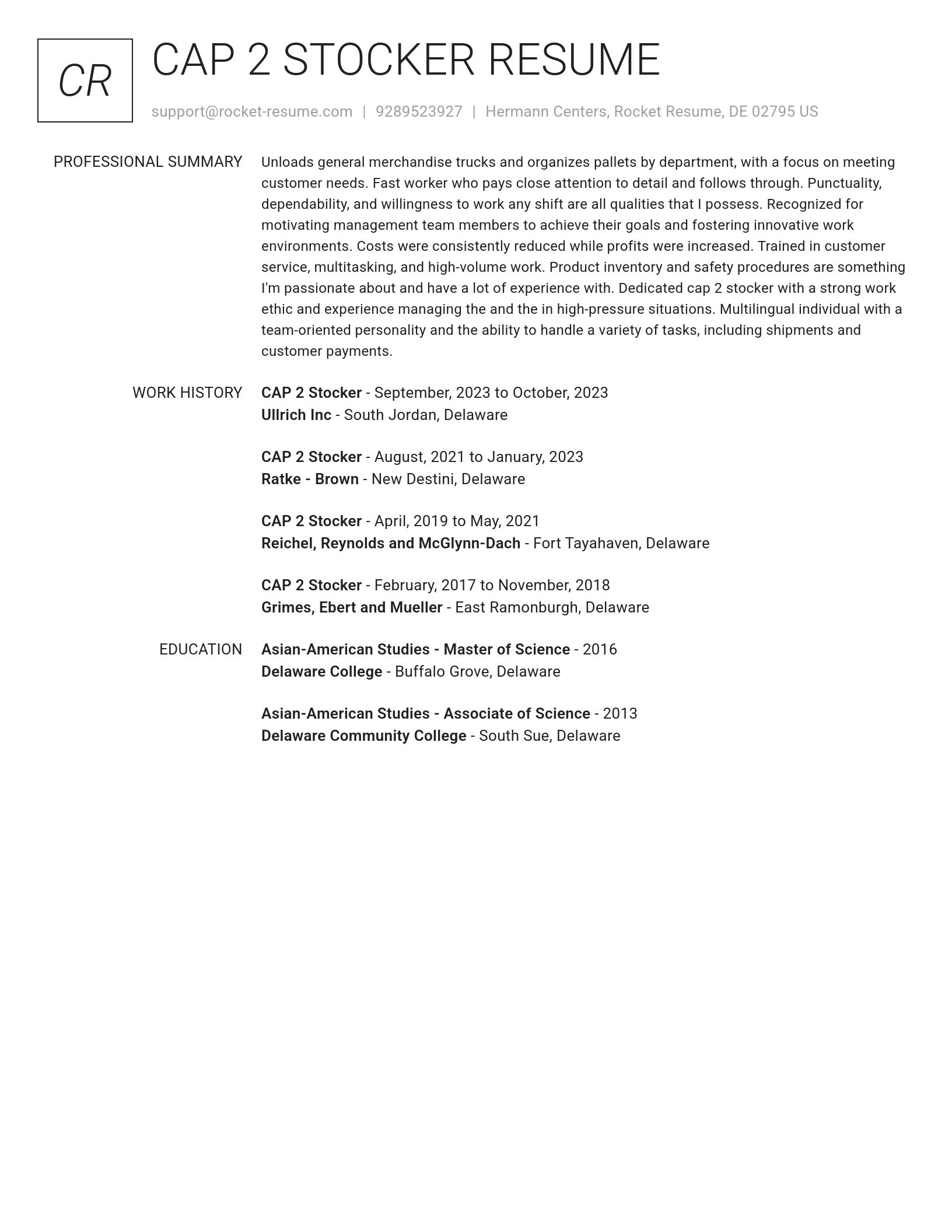 Renowned resume template