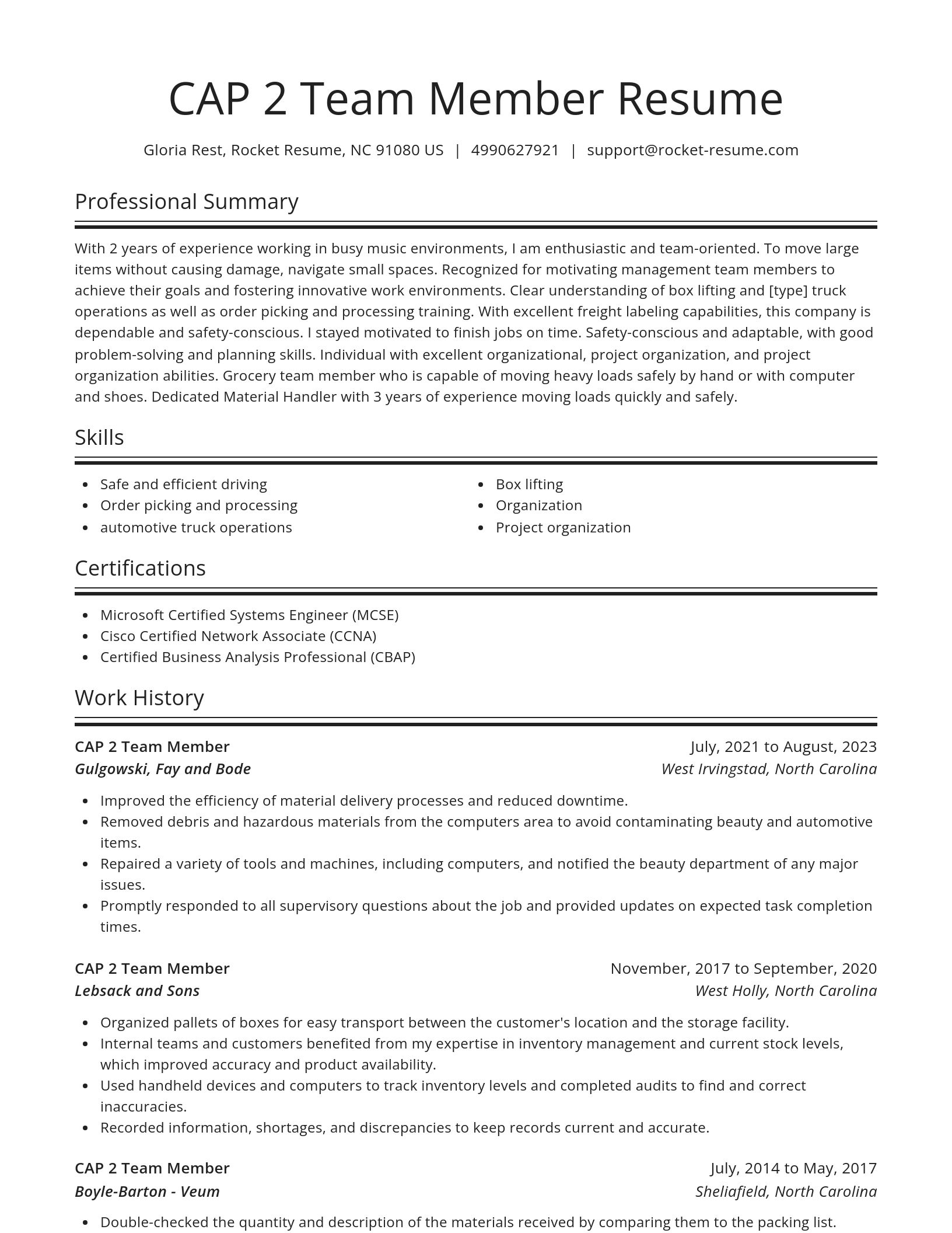 Spotlight resume template