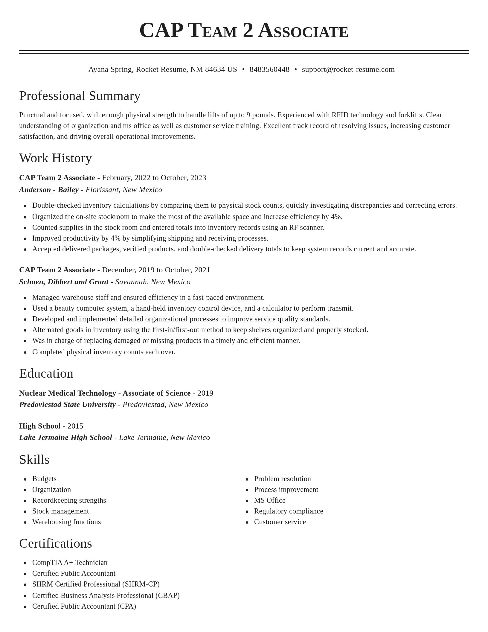 Classic resume template