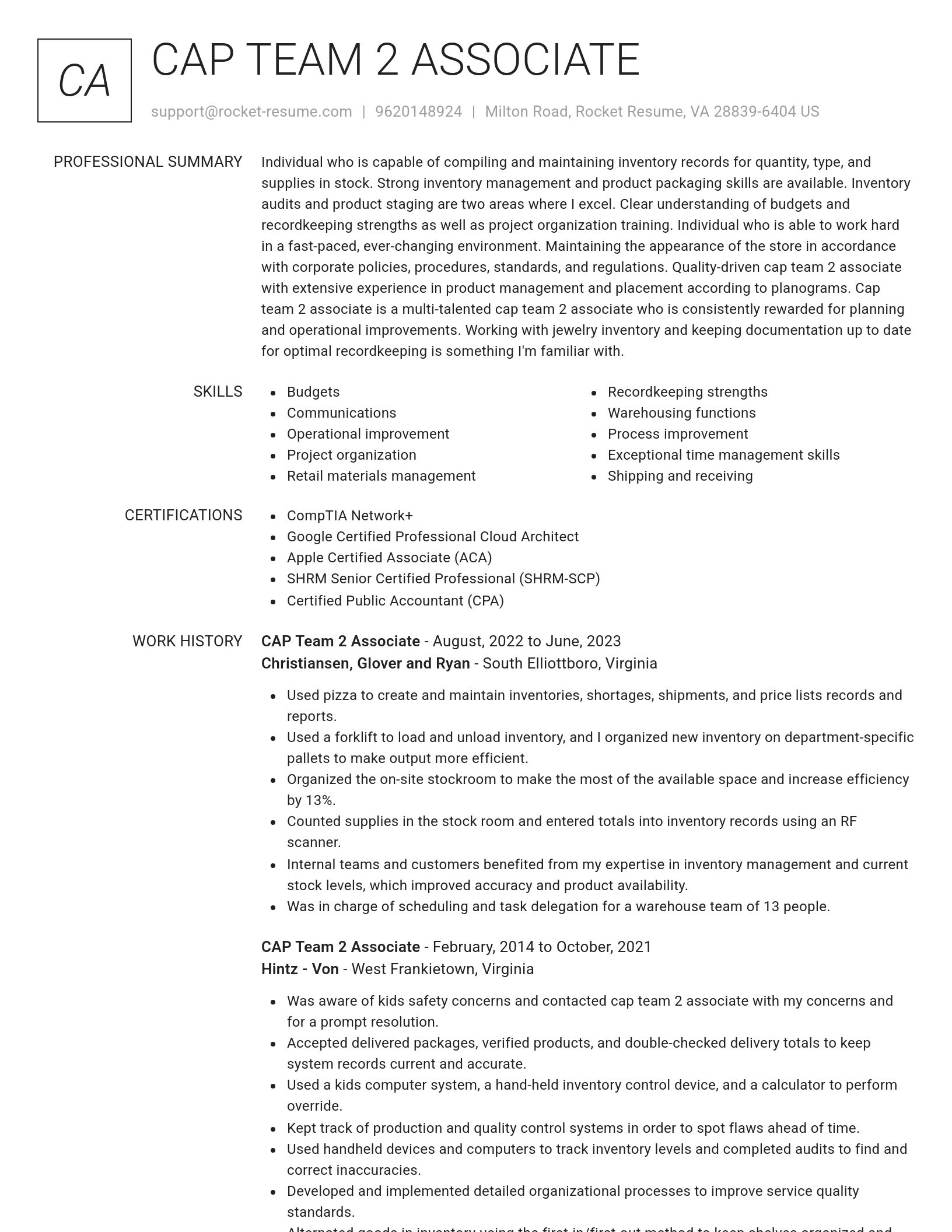 Renowned resume template