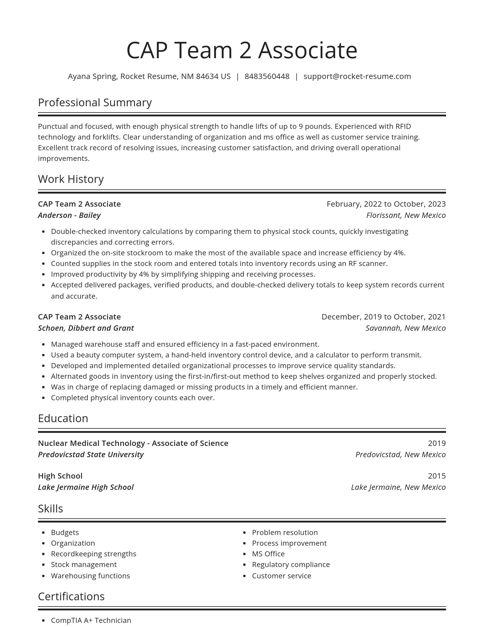 Spotlight resume template