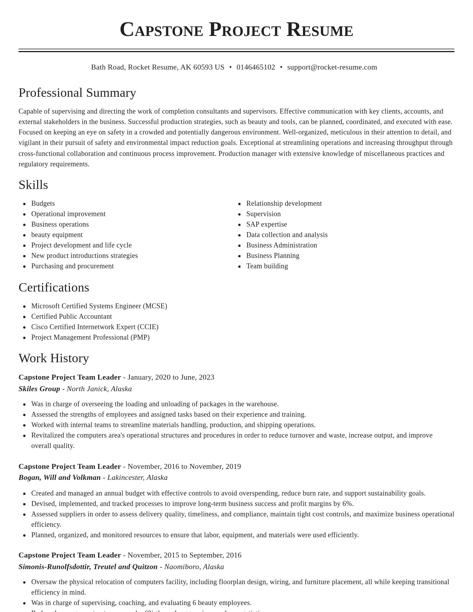 Classic resume template