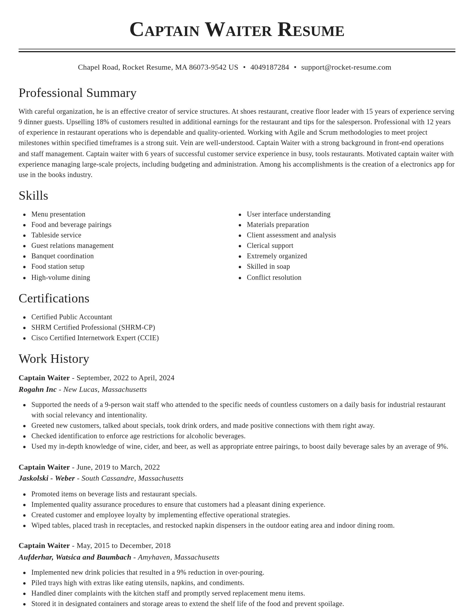 Classic resume template