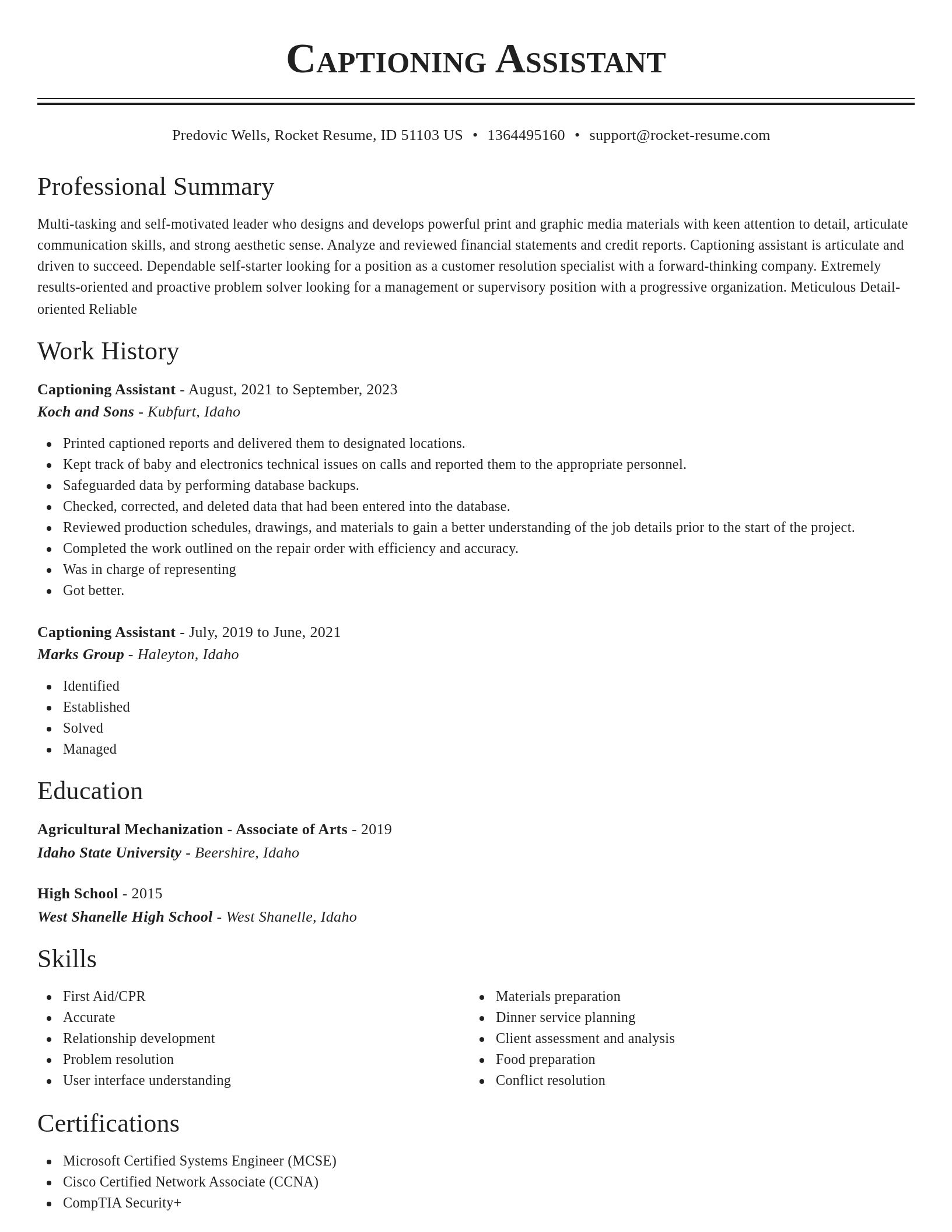 Classic resume template